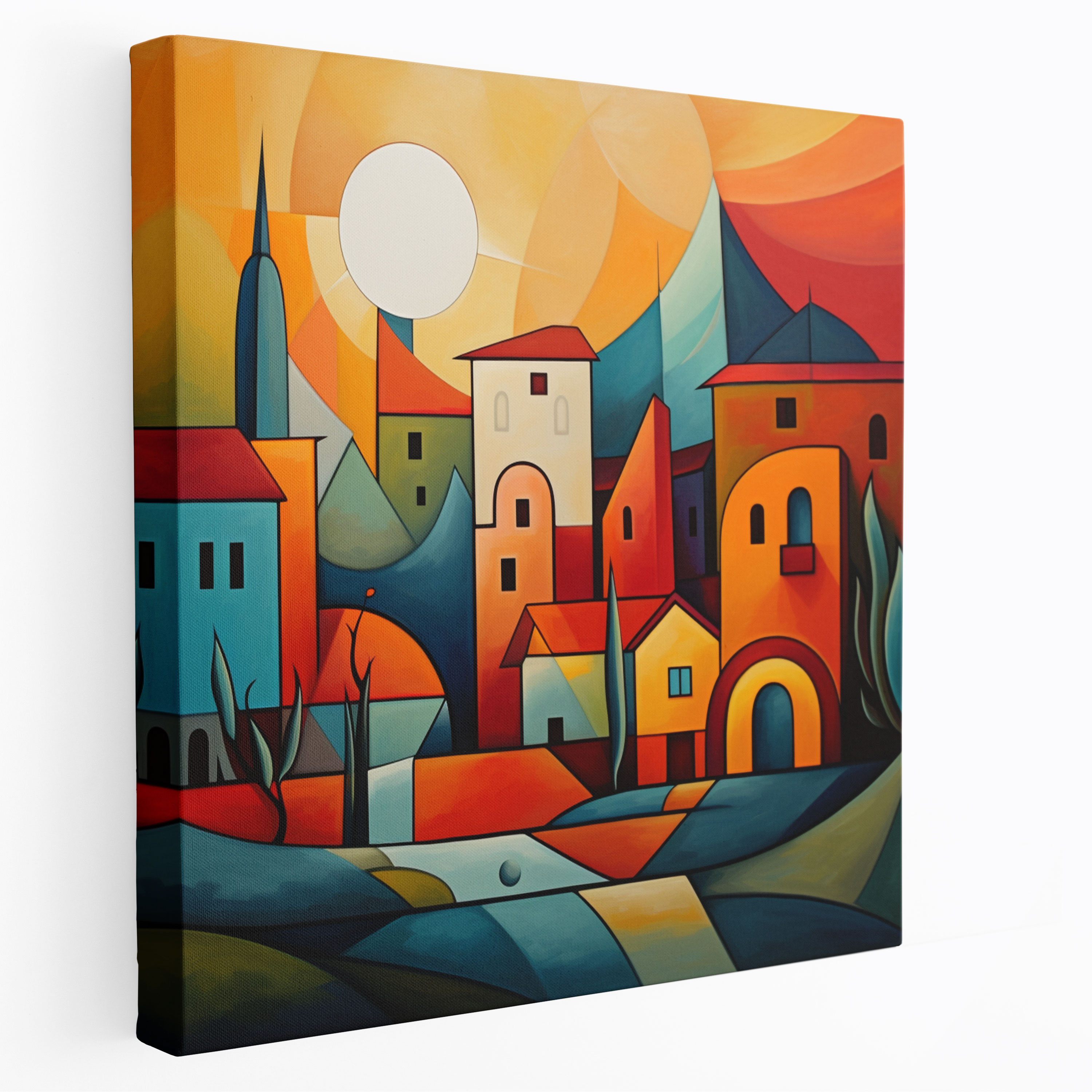 Vibrant Village Canvas Print - Modern Abstract Wall Art - Village, Vibrant Colors, Wall Decoration, Wall Art