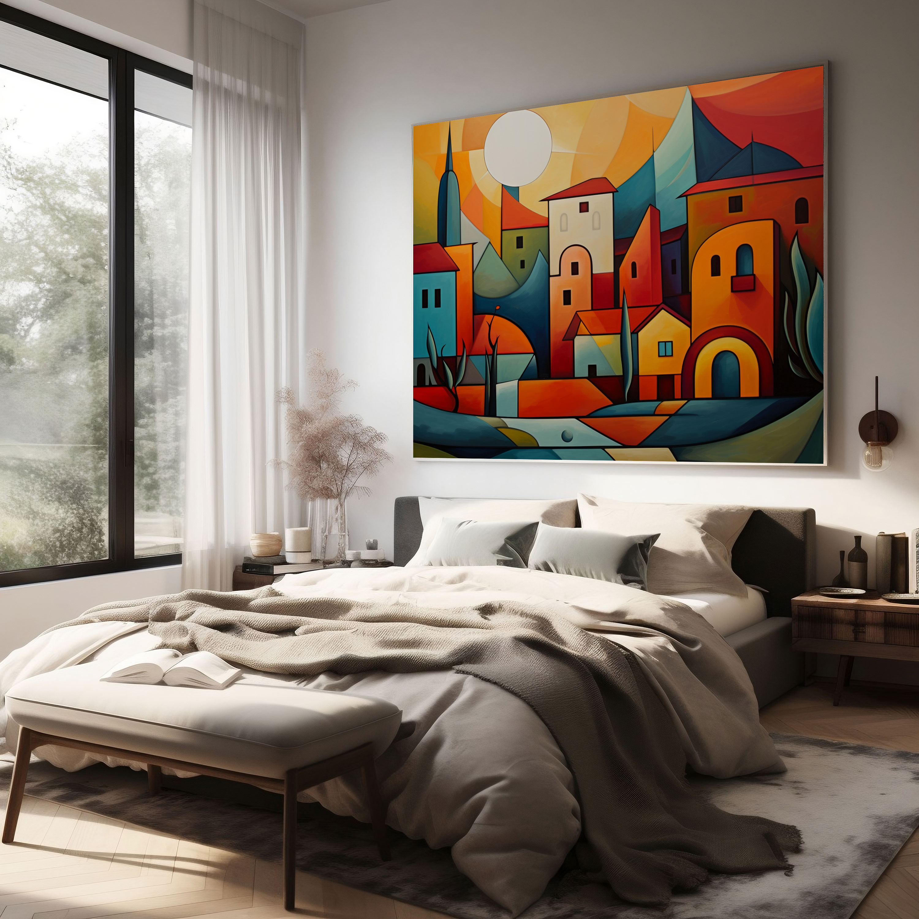 Vibrant Village Canvas Print - Modern Abstract Wall Art - Village, Vibrant Colors, Wall Decoration, Wall Art