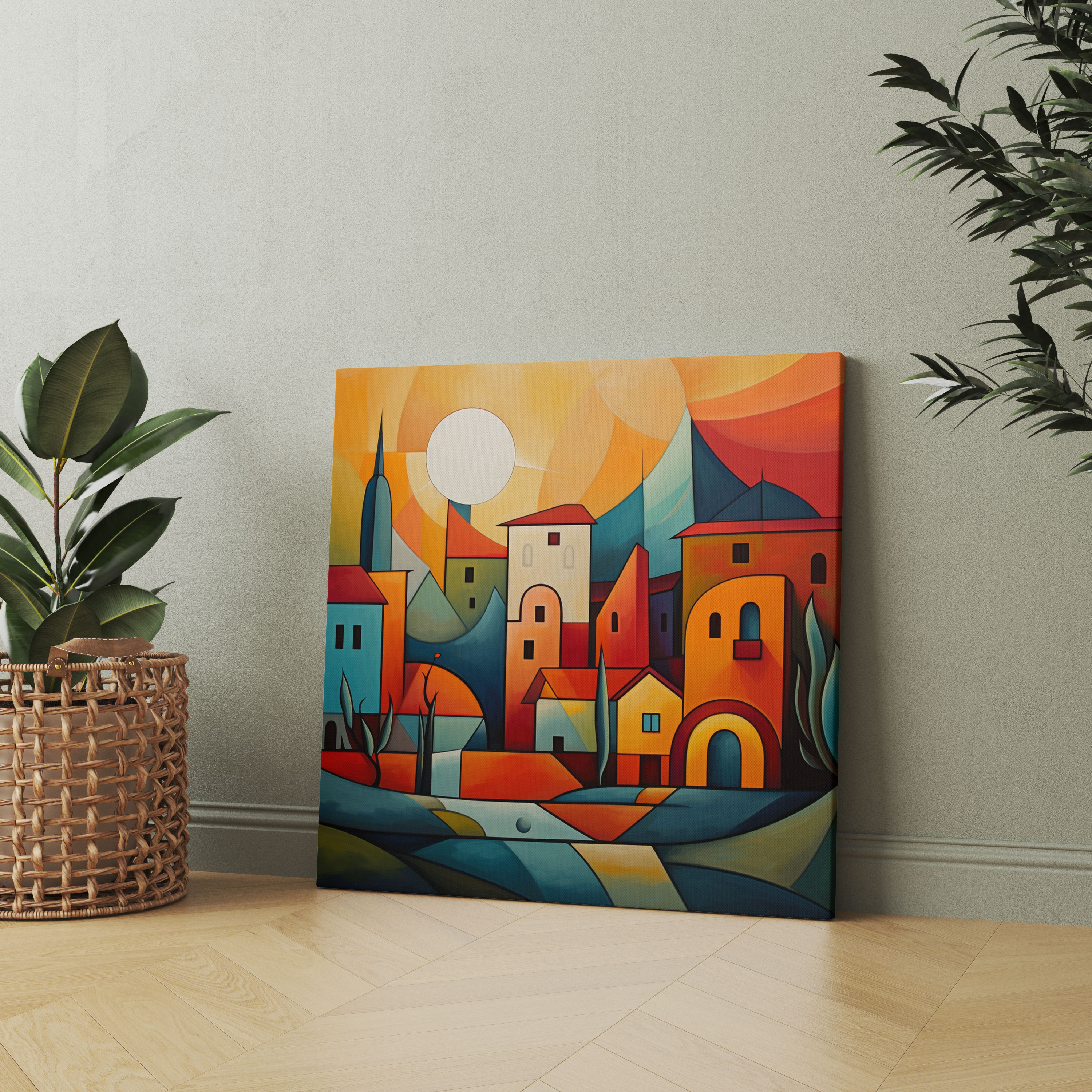 Vibrant Village Canvas Print - Modern Abstract Wall Art - Village, Vibrant Colors, Wall Decoration, Wall Art