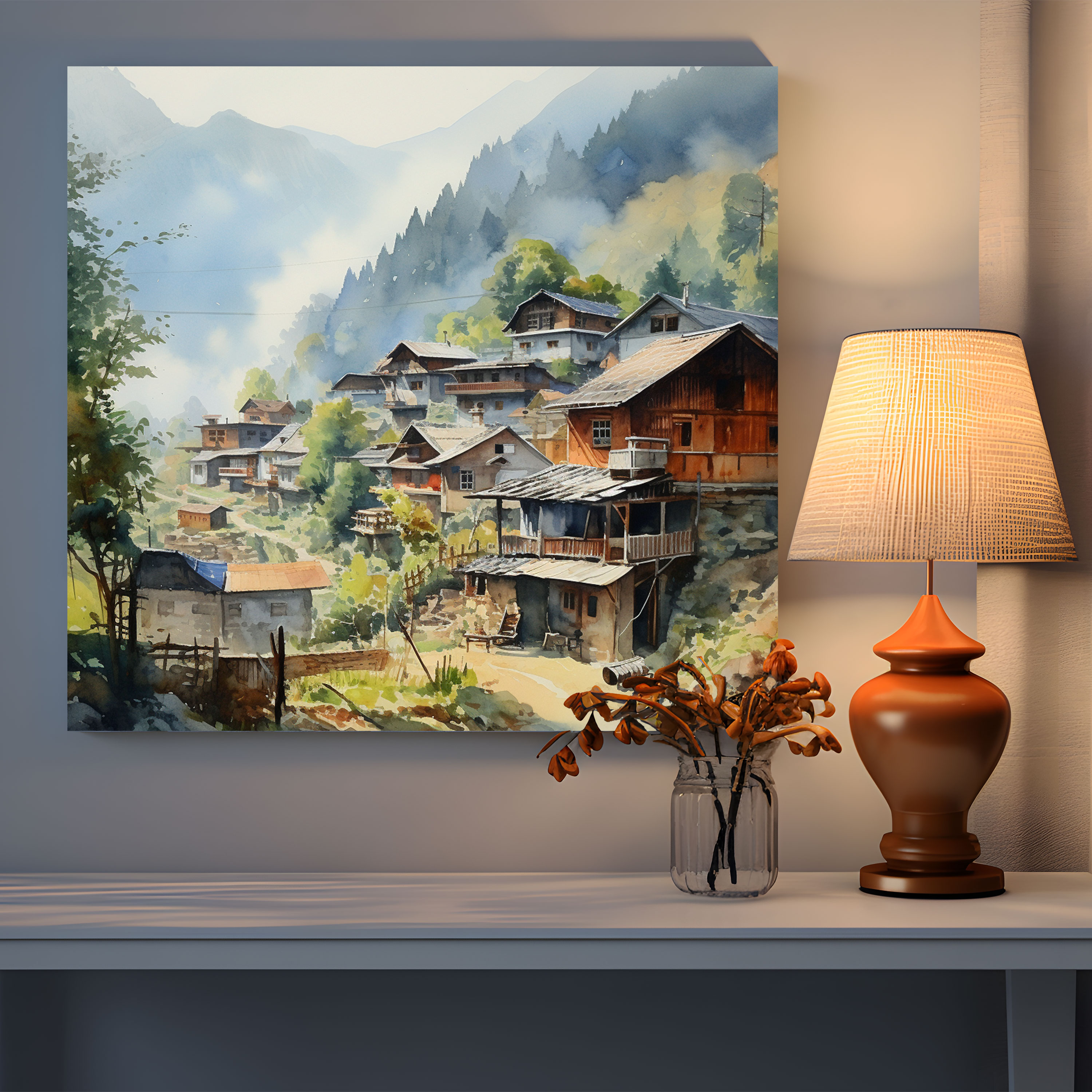 Tranquil Village Canvas Print - Village, Home Decoration, Village, Wall Decoration