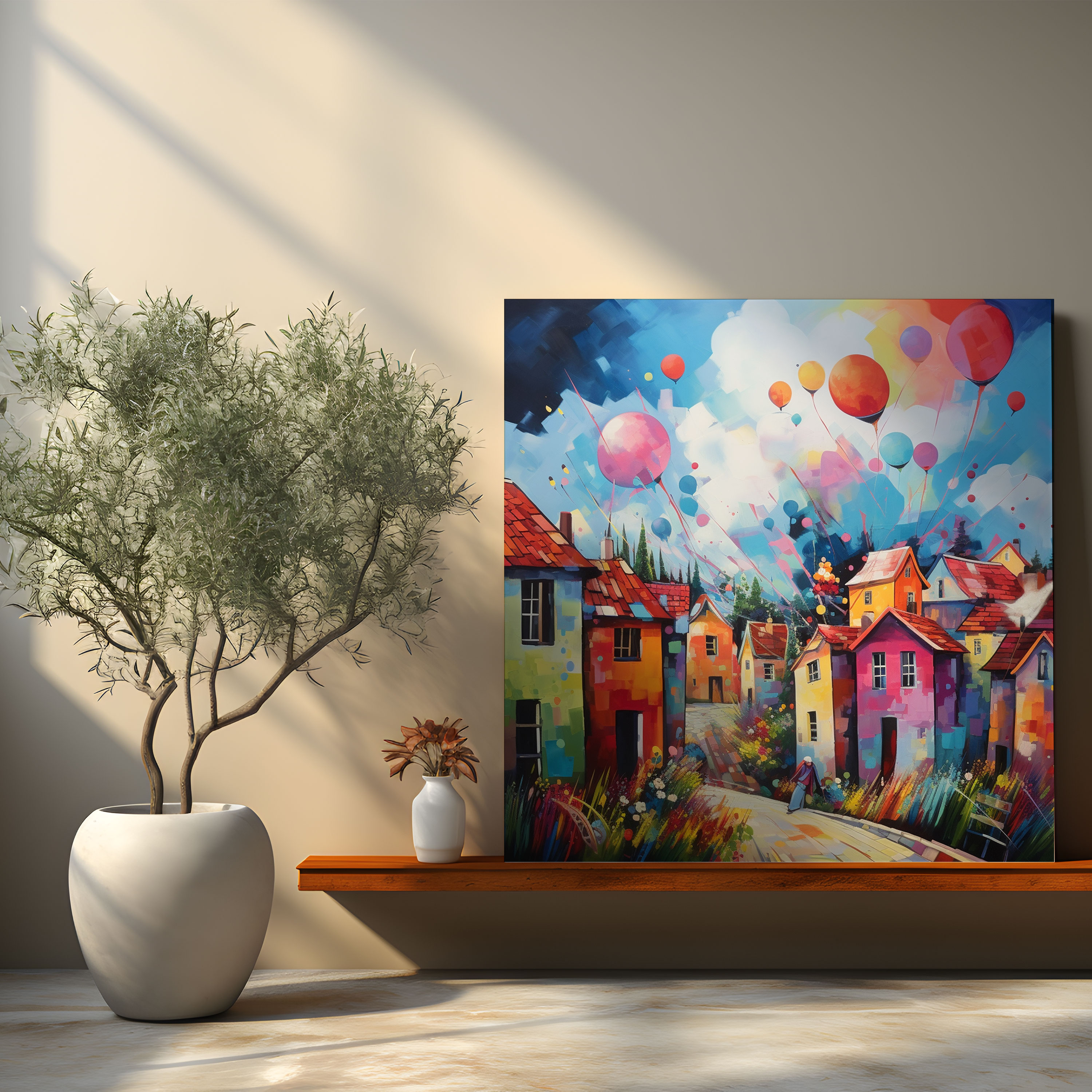 Vibrant Energy Village Canvas Print - Village, Canvas Wall Art, Canvas, Village