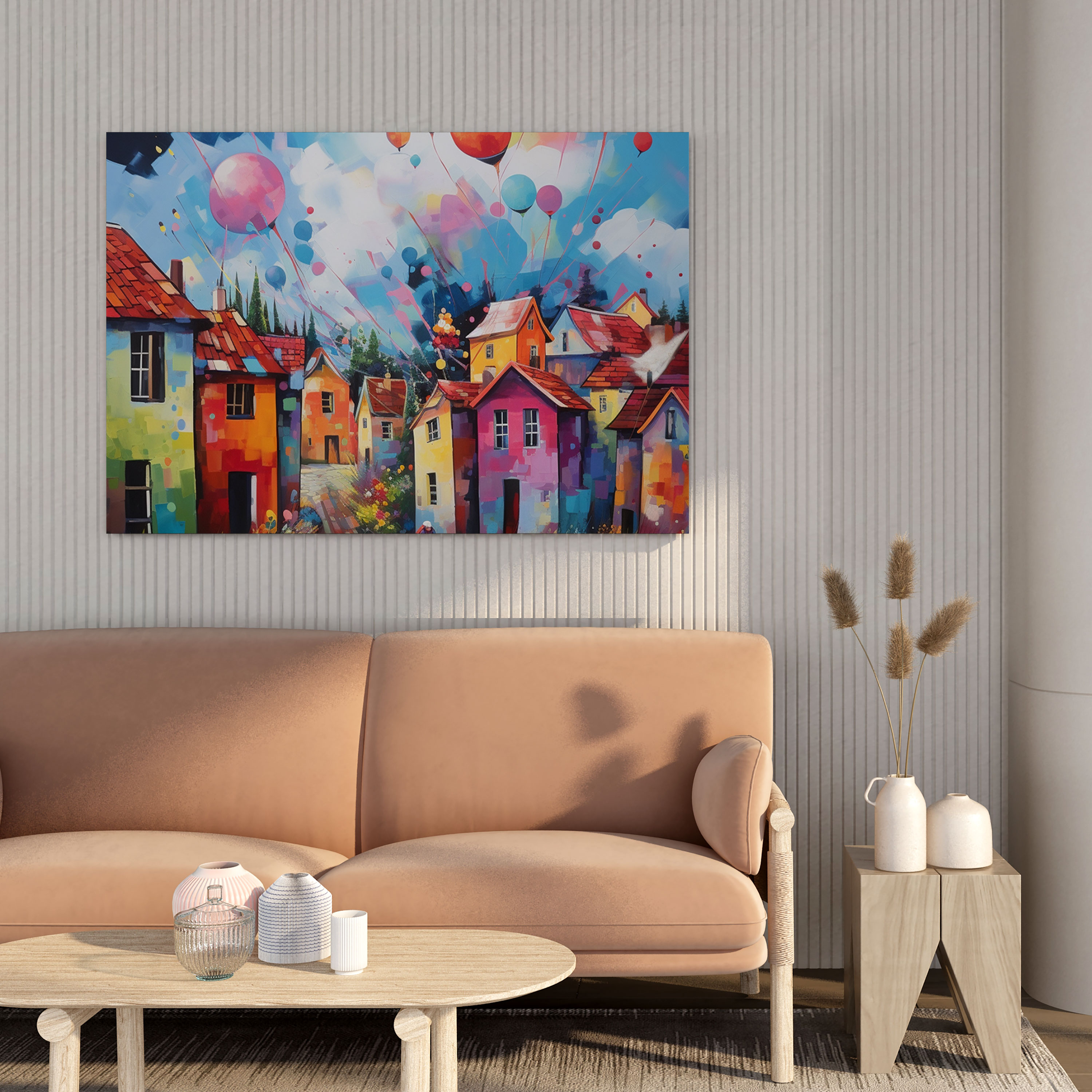 Vibrant Energy Village Canvas Print - Village, Canvas Wall Art, Canvas, Village