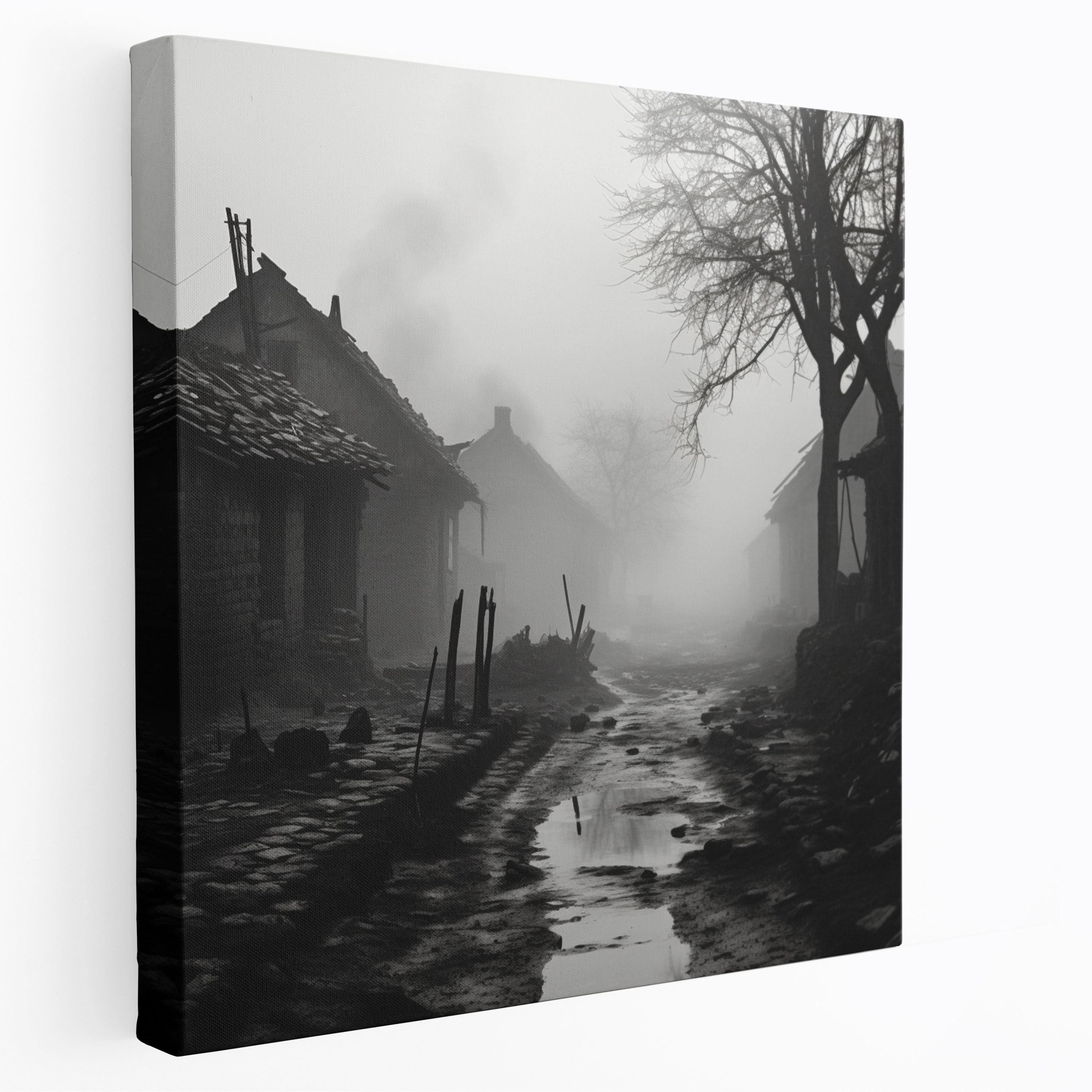 Mystical Dawn Village Canvas Print - Village, Village At Dawn, Nostalgia, Canvas Print