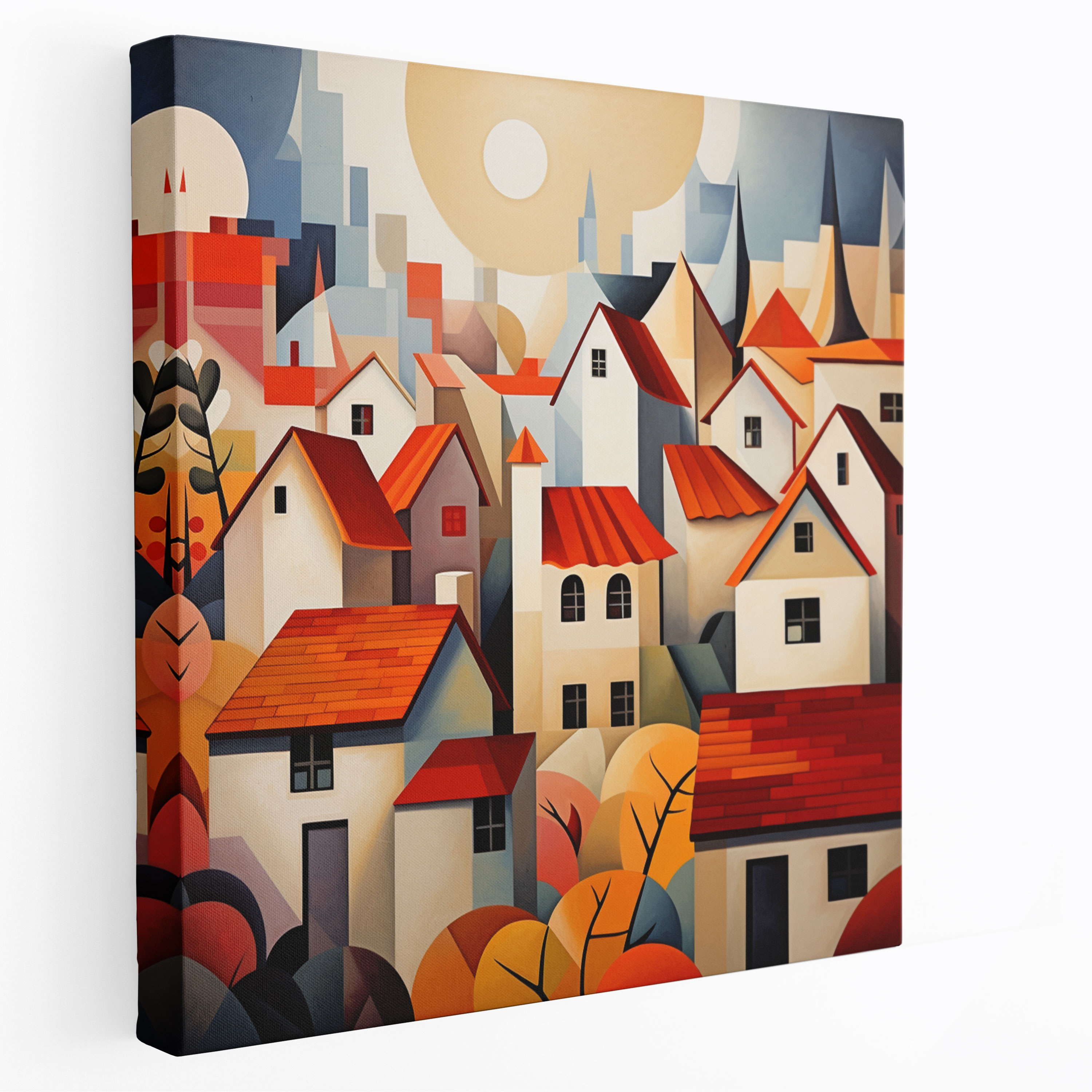 Contemporary Village Canvas Print - Village, Canvas Wall Art, Canvas Print, Modern Geometric Print