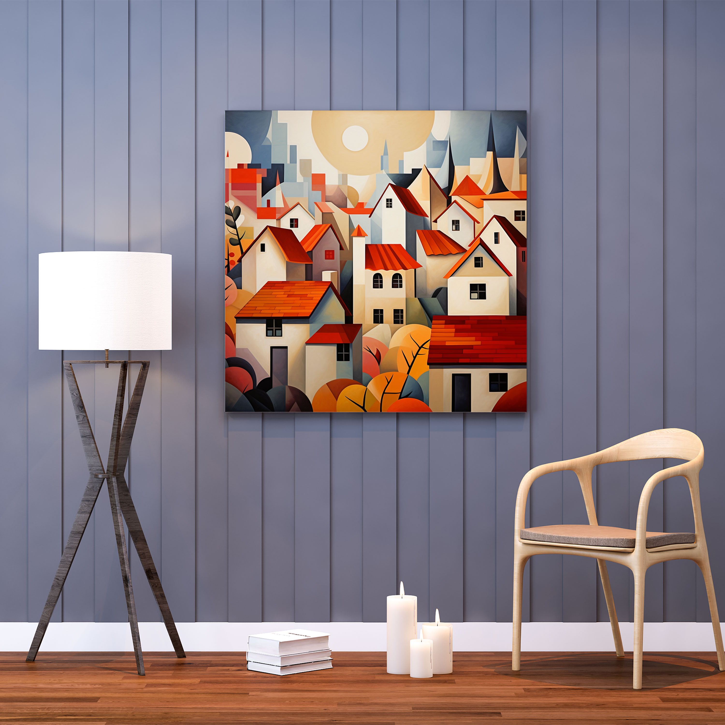 Contemporary Village Canvas Print - Village, Canvas Wall Art, Canvas Print, Modern Geometric Print