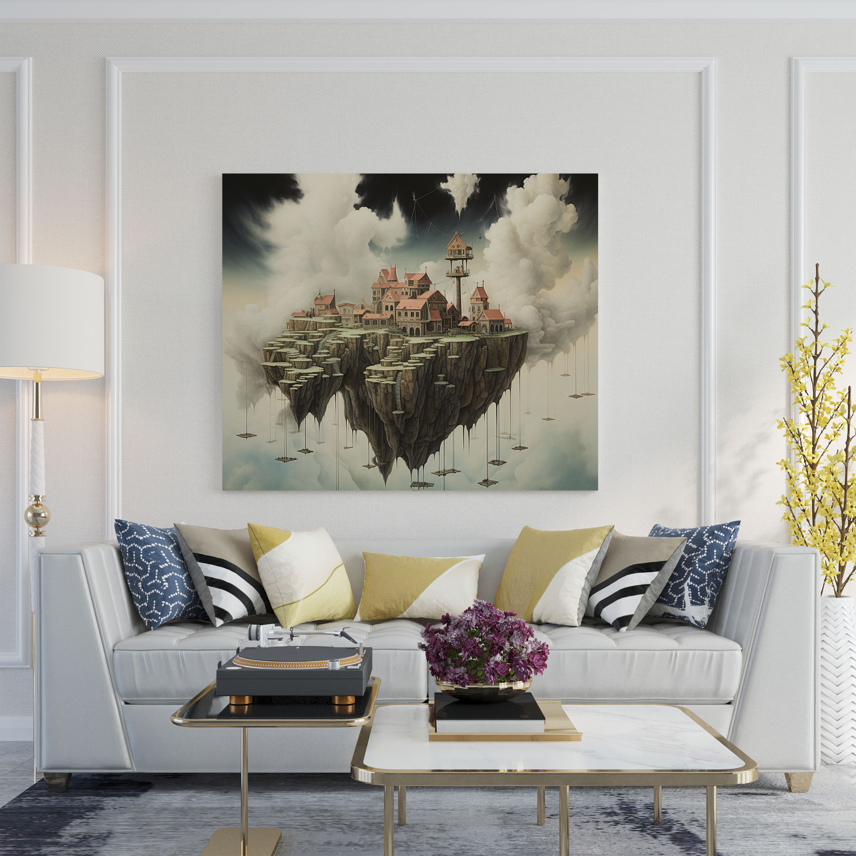 Cloudscape Village Canvas Print - Village, Wall Art, Canvas, Home Decoration