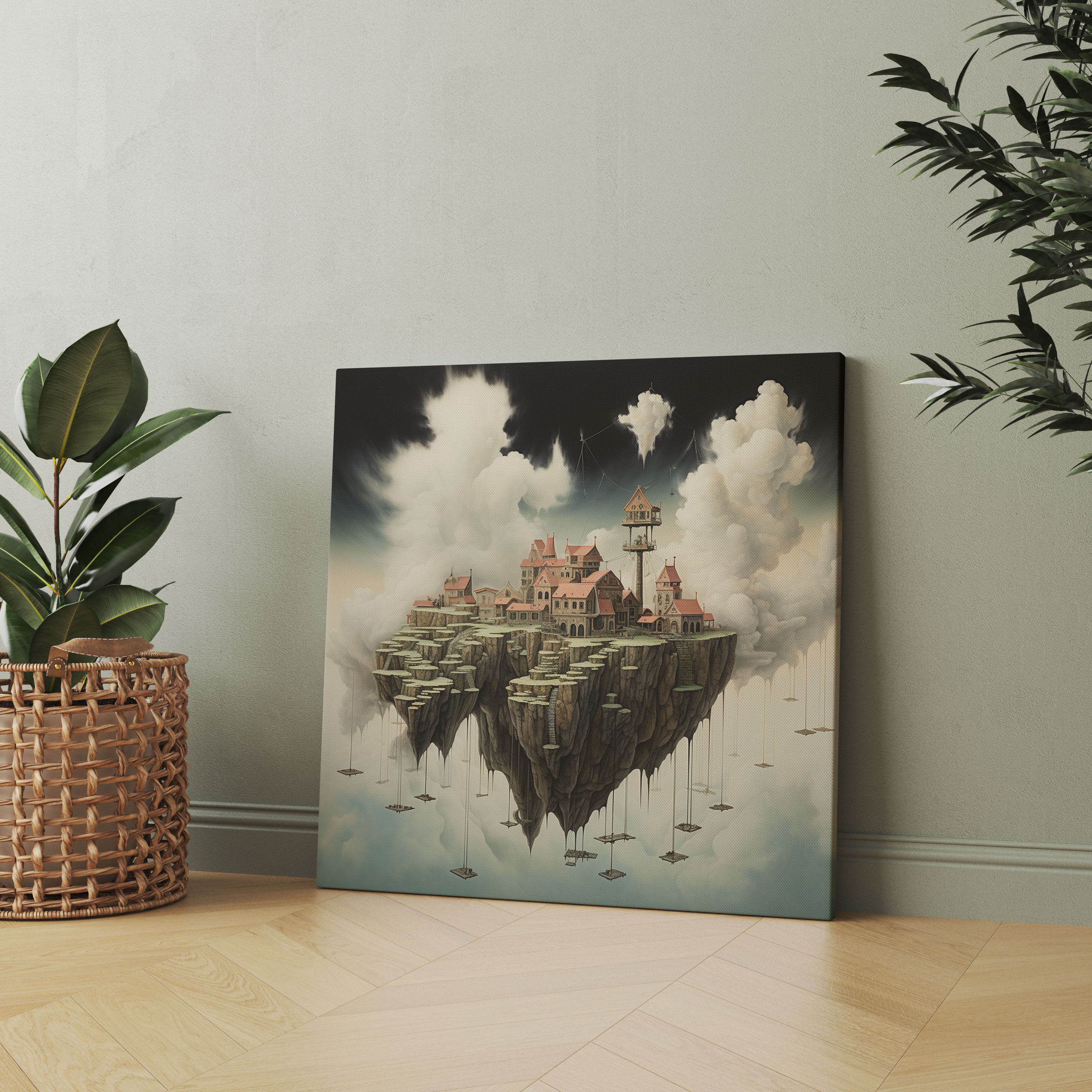 Cloudscape Village Canvas Print - Village, Wall Art, Canvas, Home Decoration