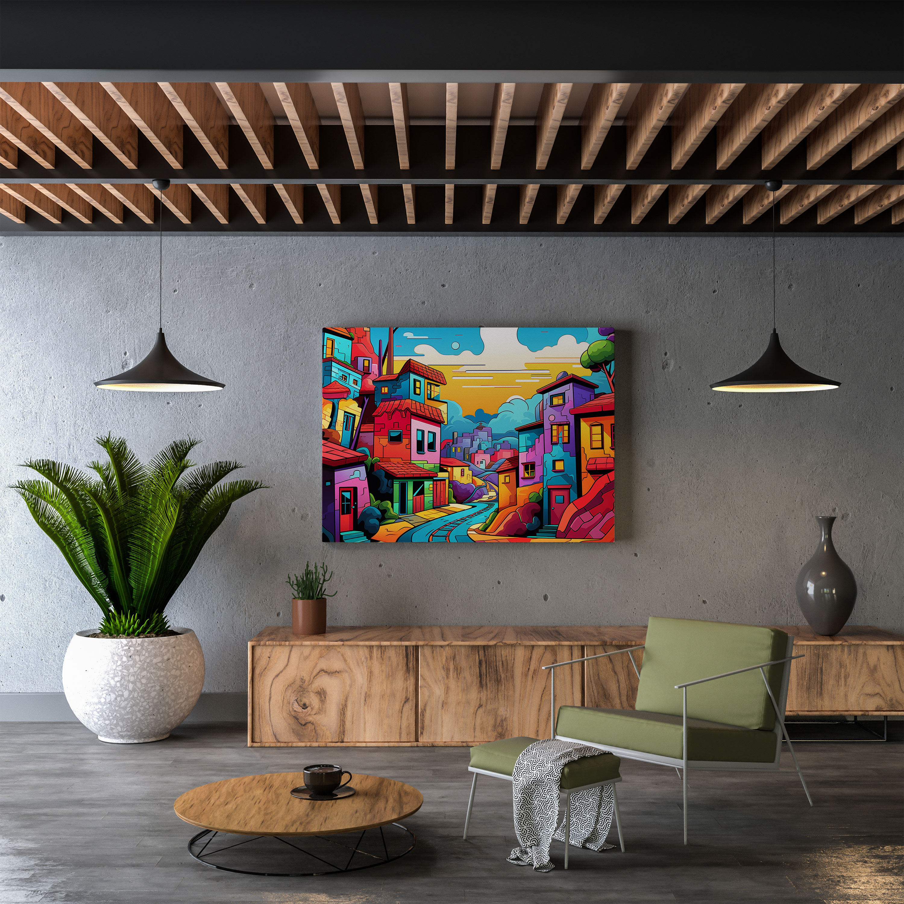 Colorful Village Canvas Print - Village, Wall Decoration, Home Decoration, Canvas Print