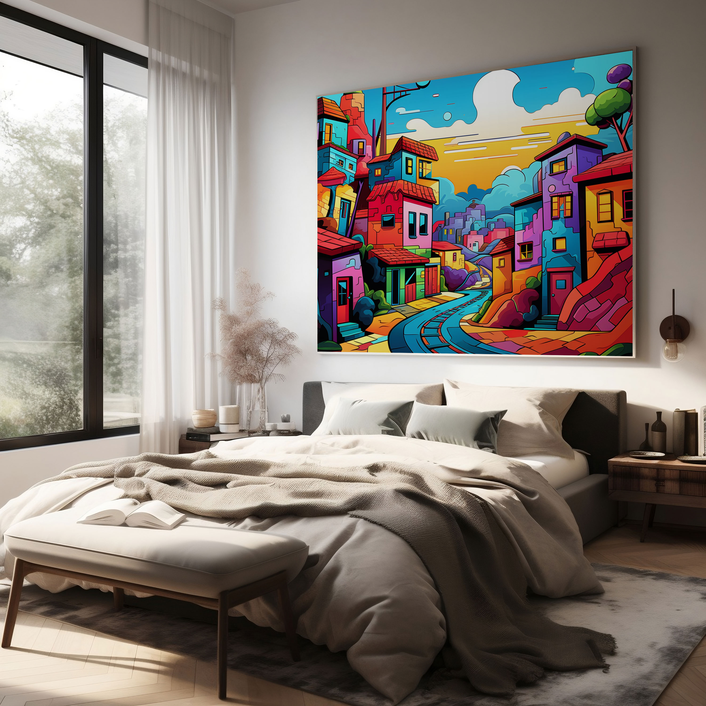 Colorful Village Canvas Print - Village, Wall Decoration, Home Decoration, Canvas Print