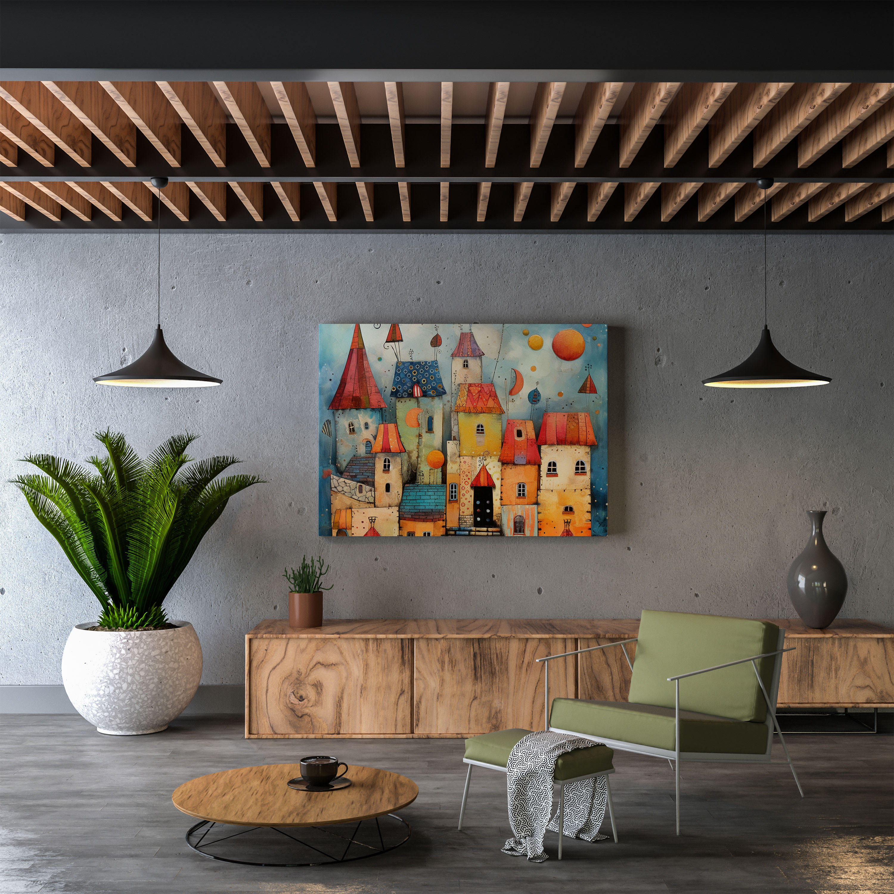 Whimsy Village Canvas Print - Village, Home Decoration, Wall Art, Canvas