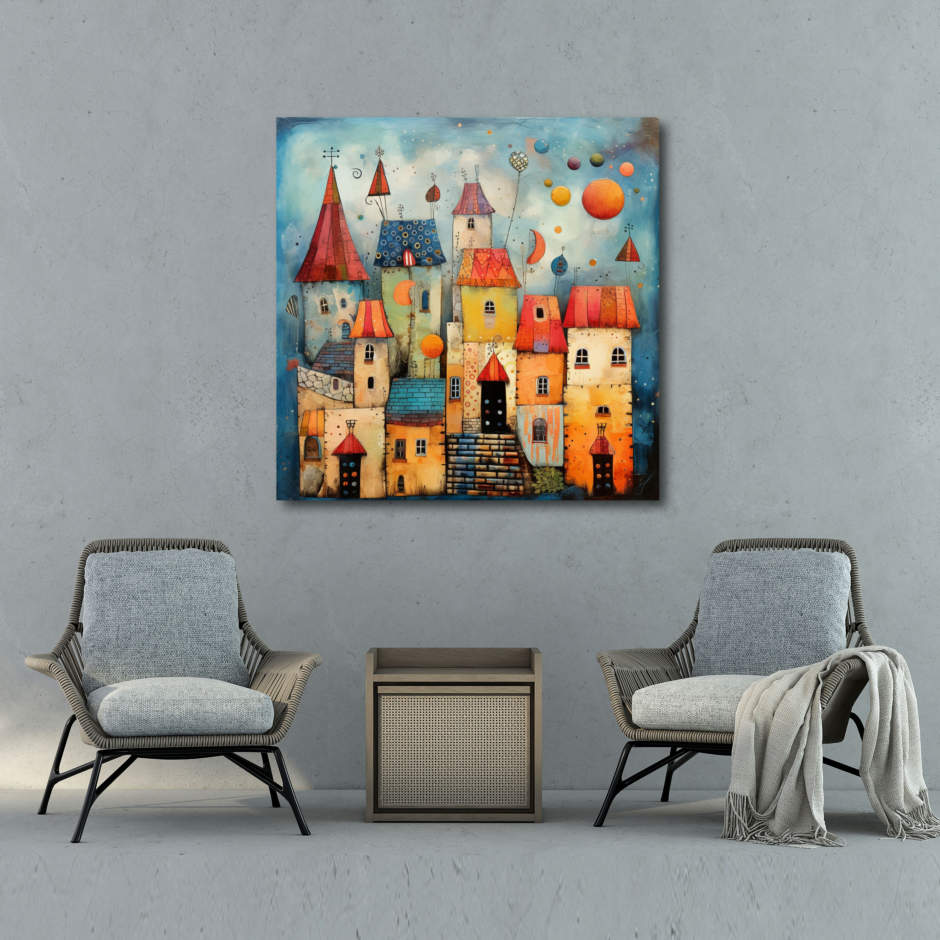 Whimsy Village Canvas Print - Village, Home Decoration, Wall Art, Canvas