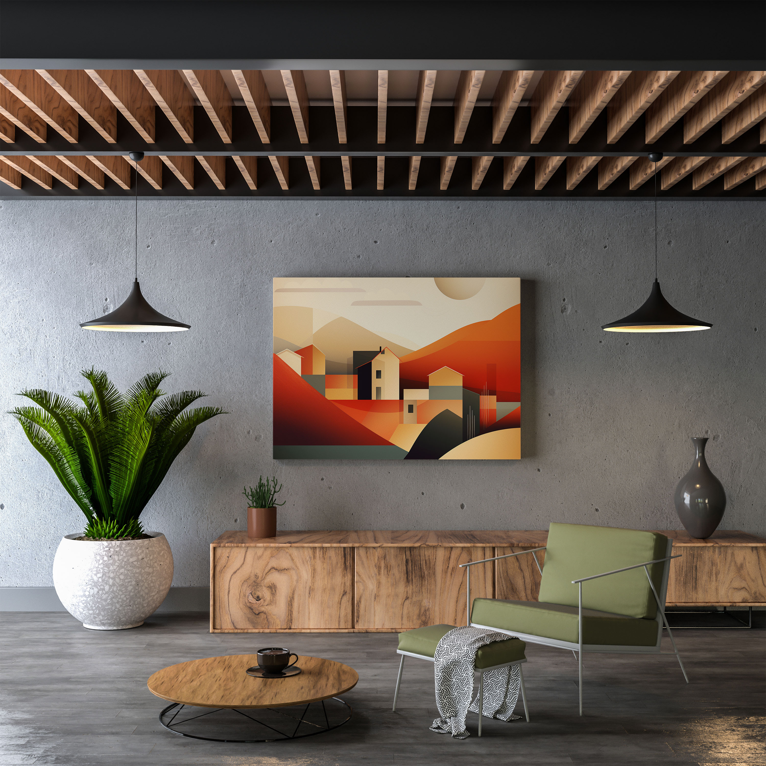 Minimal Village Canvas Print - Village, Canvas Wall Art, Canvas Print, Wall Art