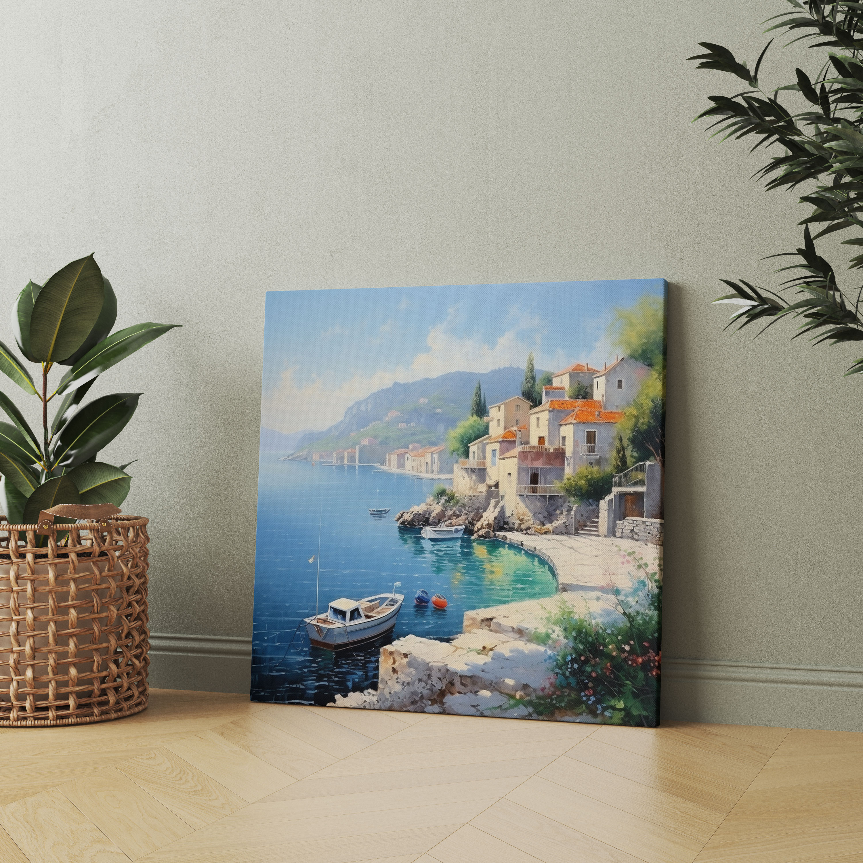 Coastal Charm Village Canvas Print - Village, Home Decoration, Canvas, Canvas Wall Art