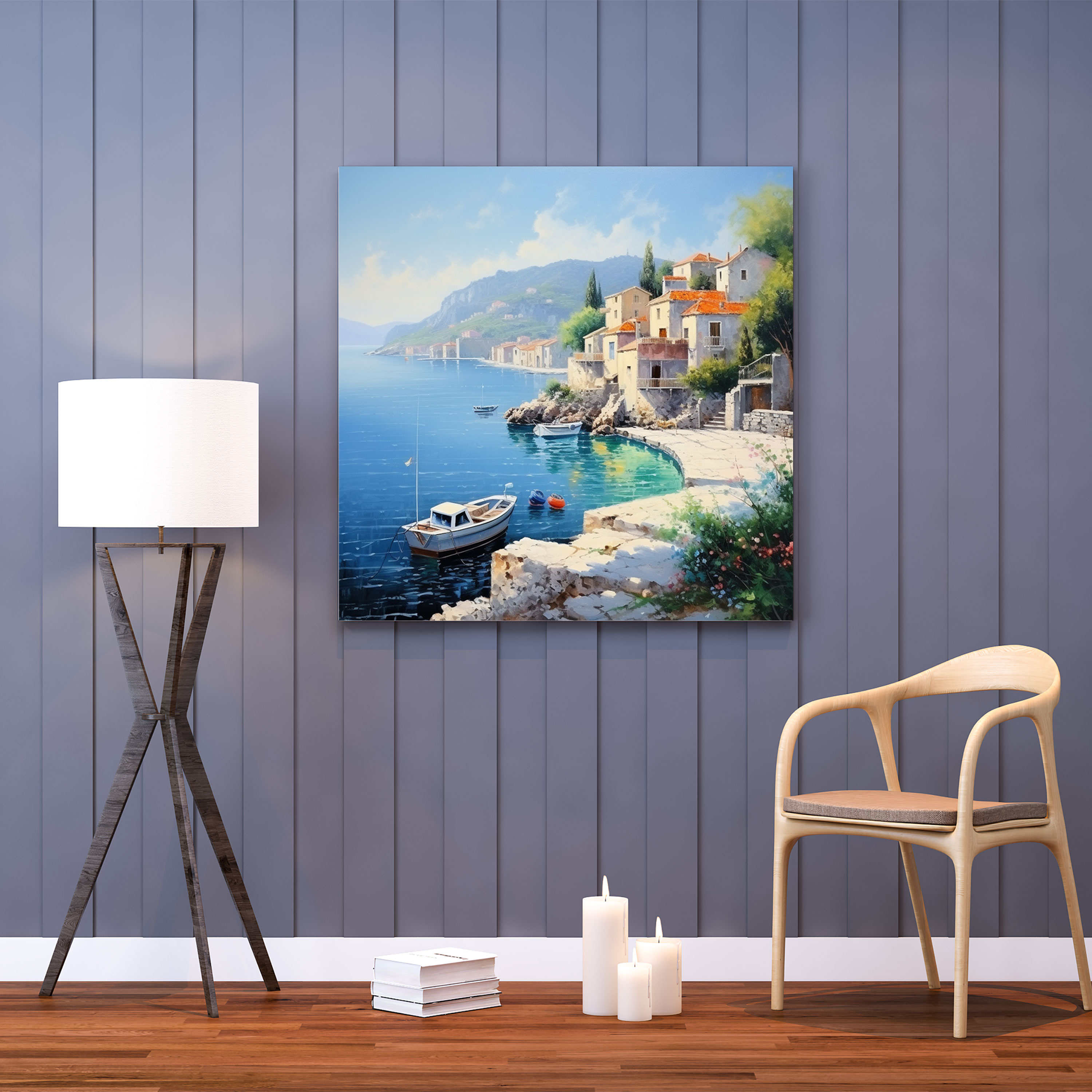 Coastal Charm Village Canvas Print - Village, Home Decoration, Canvas, Canvas Wall Art
