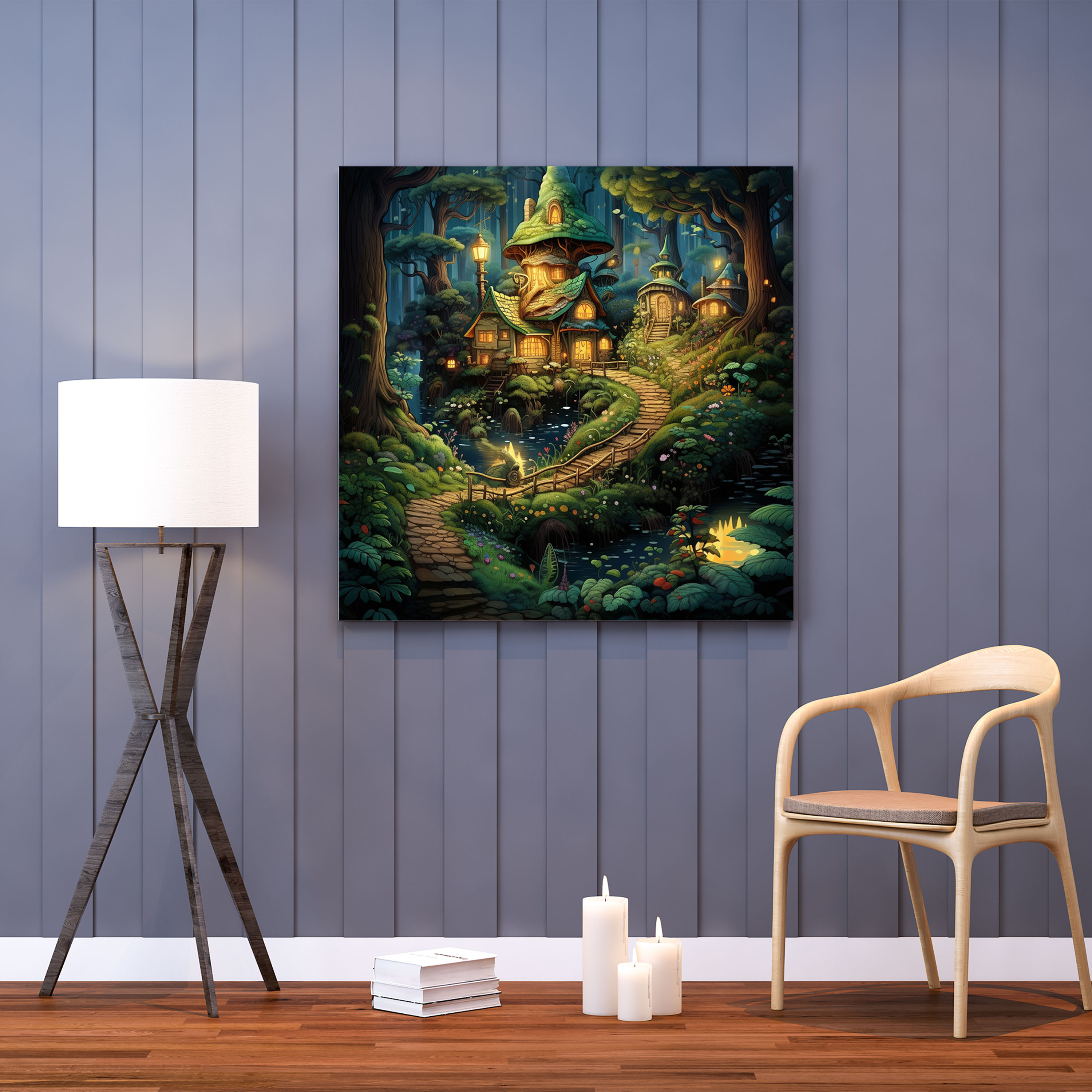 Enchanted Forest Village - Canvas Print - Village, Village, Wall Art, Home Decoration
