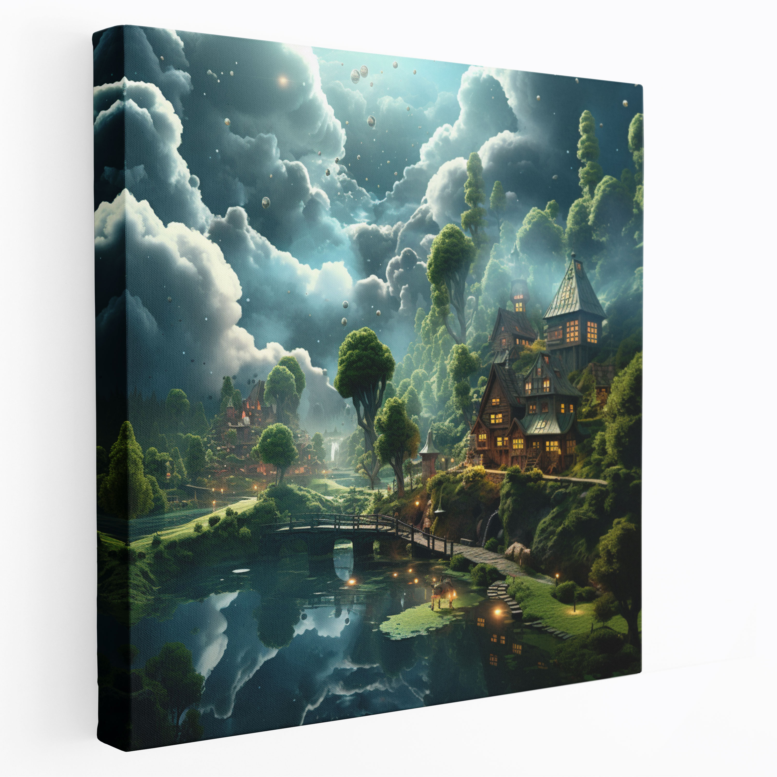 Dreamlike Village Surreal Canvas Print - Village, Dreamlike, Home Decoration, Canvas Print