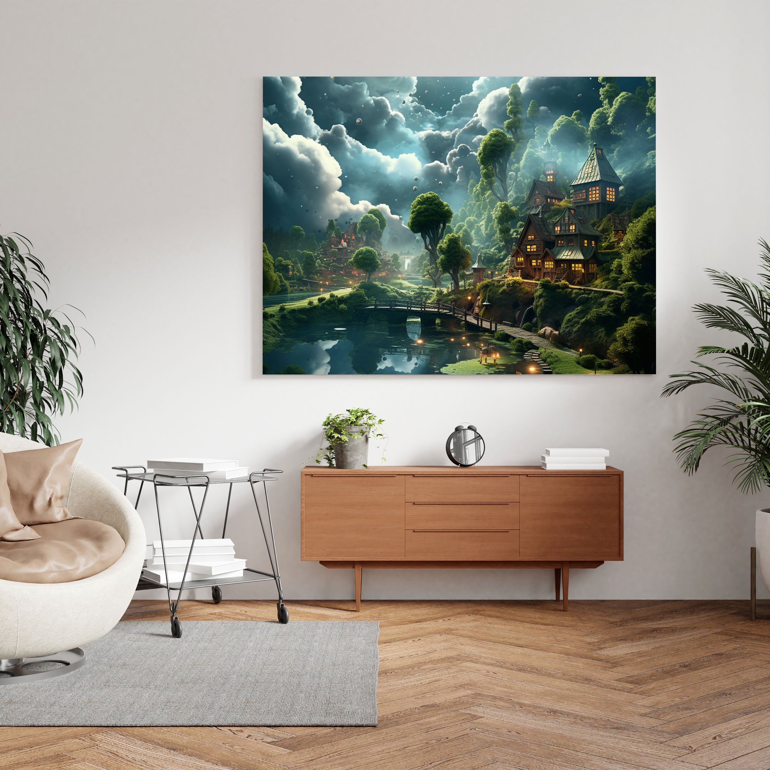 Dreamlike Village Surreal Canvas Print - Village, Dreamlike, Home Decoration, Canvas Print