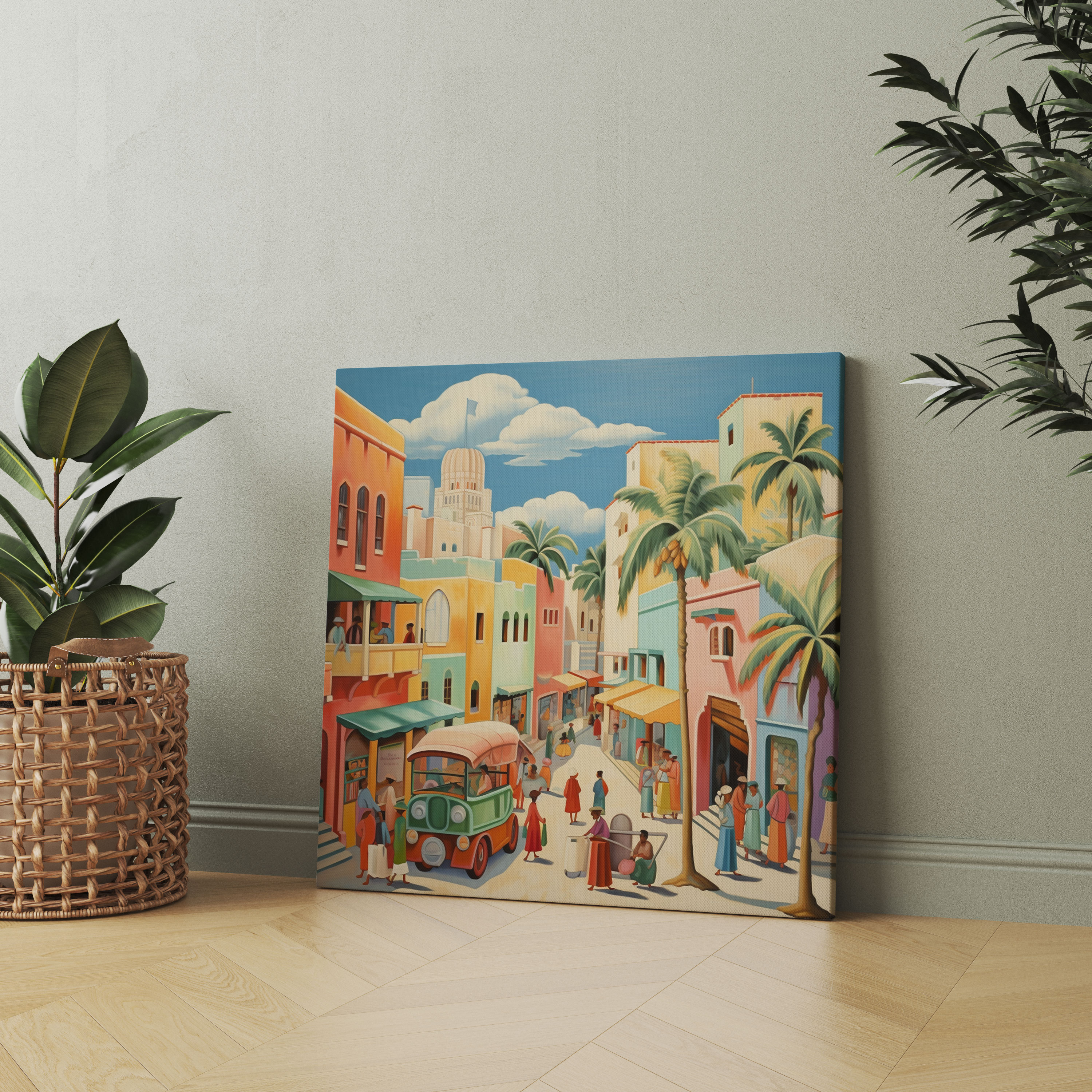 Art Deco Village Market Canvas Print - Village, Elegant, Wall Art, Canvas Print