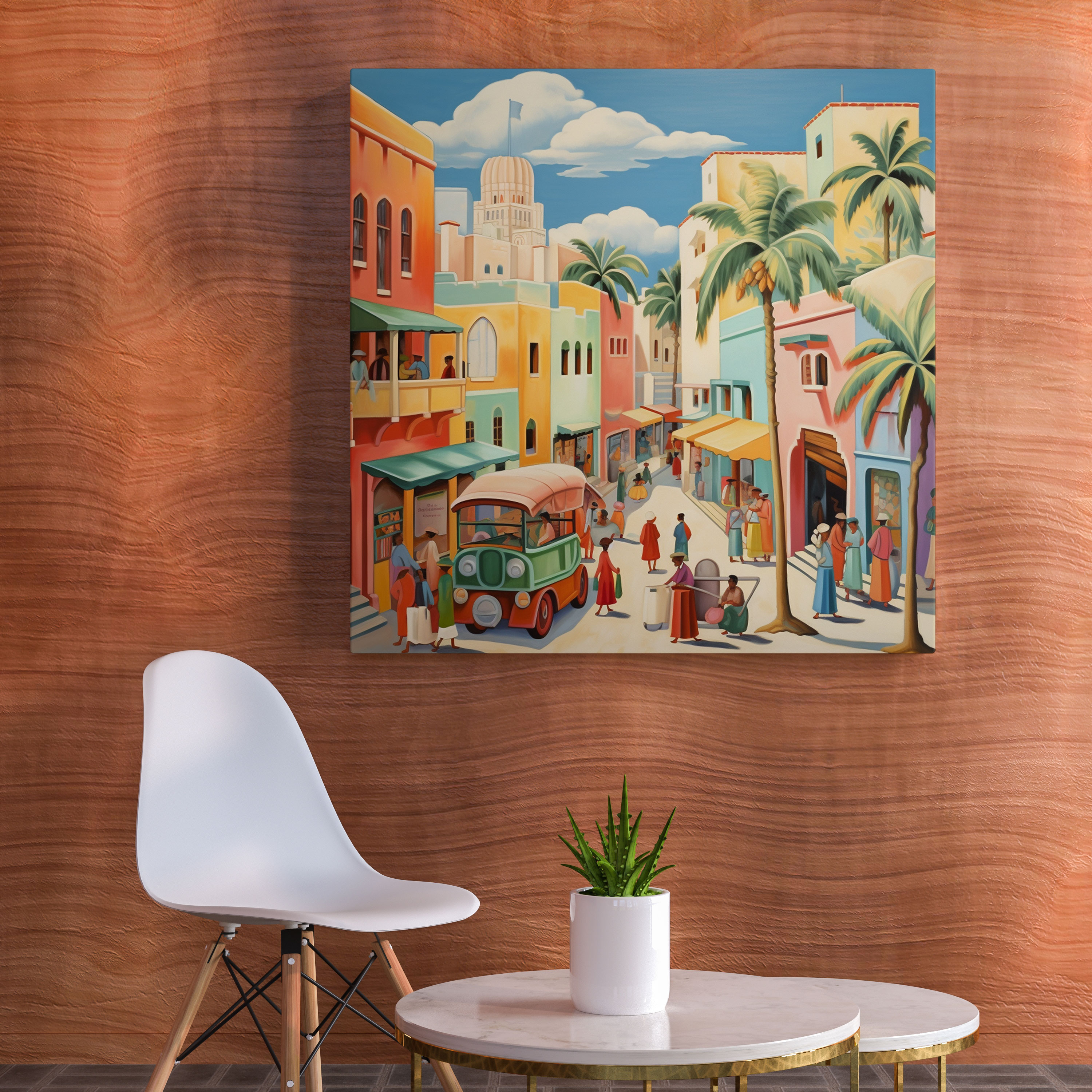 Art Deco Village Market Canvas Print - Village, Elegant, Wall Art, Canvas Print