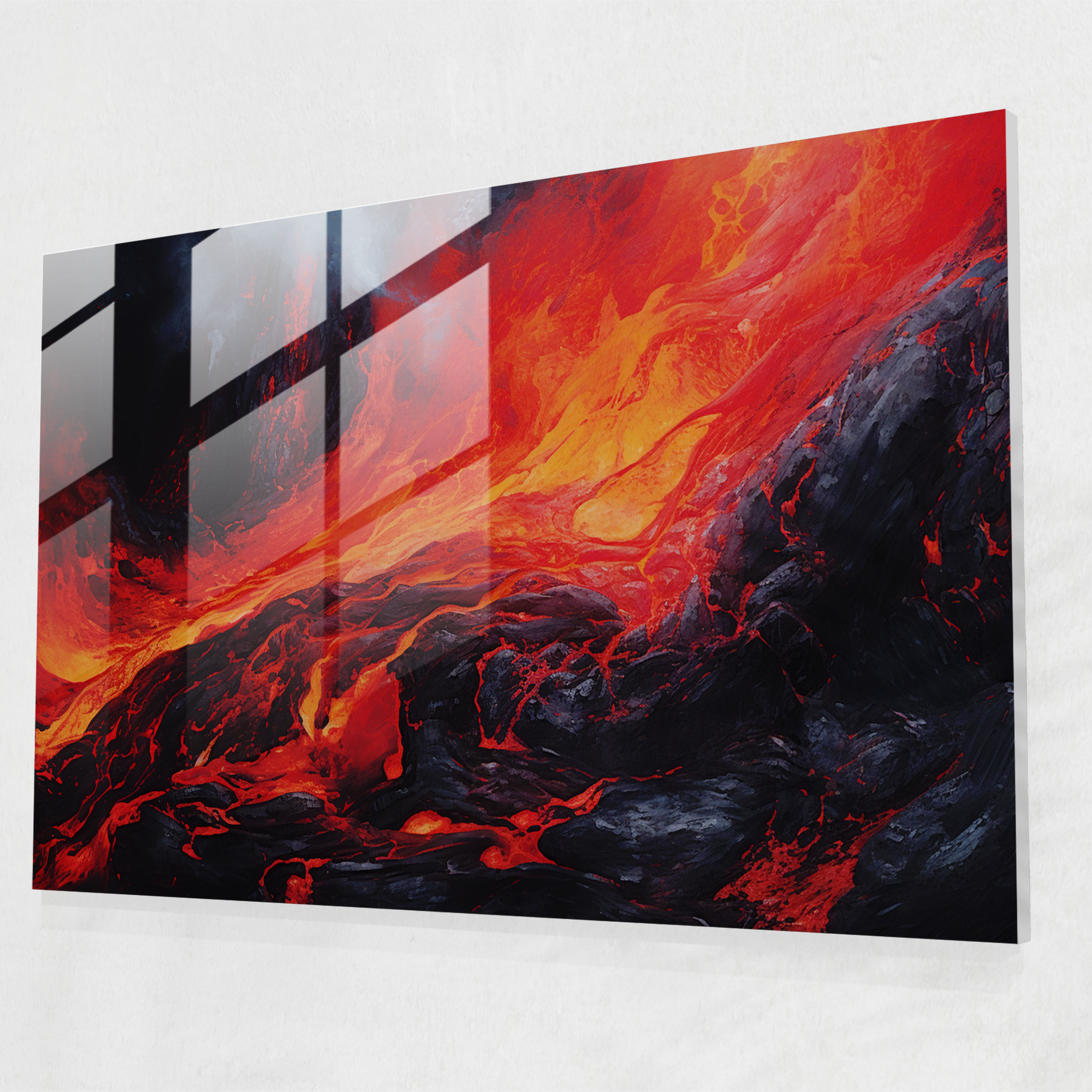 Volcano Glass Print - Volcano, Wall Decoration, Abstract, Swirling Lava
