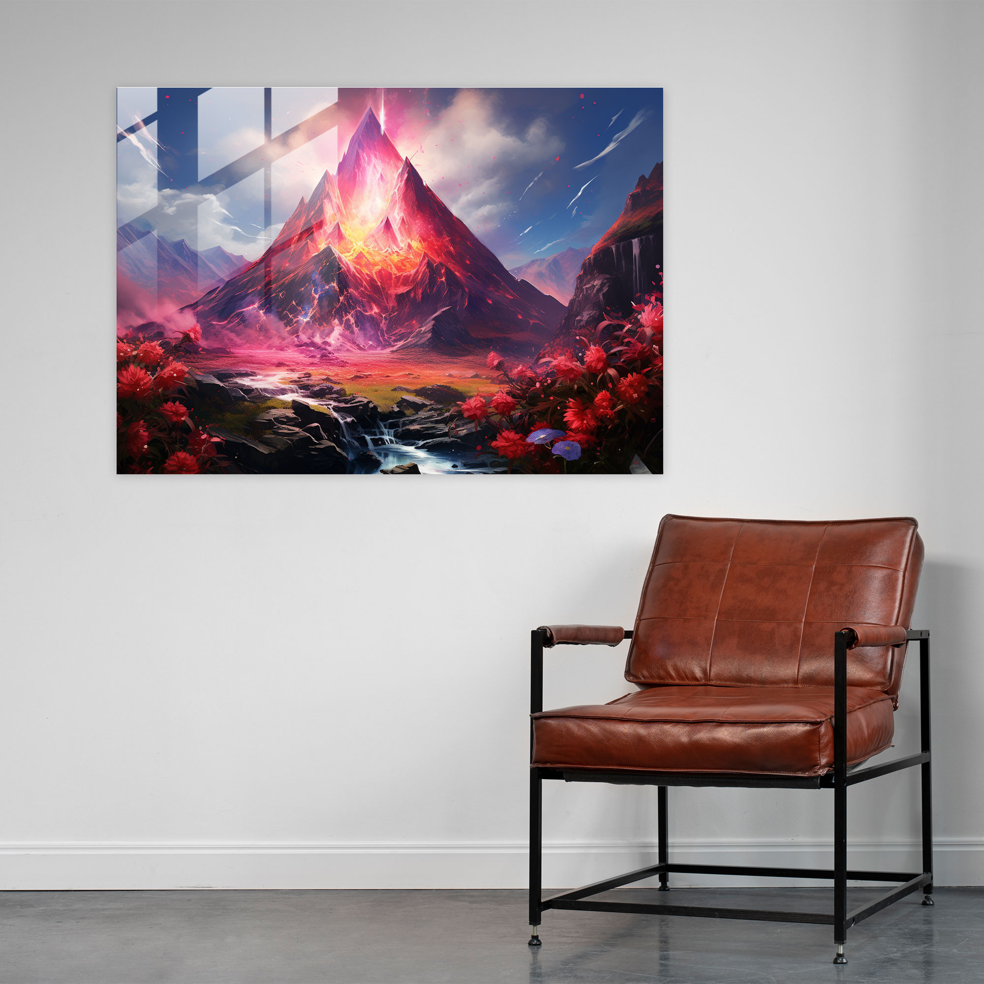 Dreamscape Volcano Glass Print - Volcano, Surreal, Glass Wall Art, Modern Art
