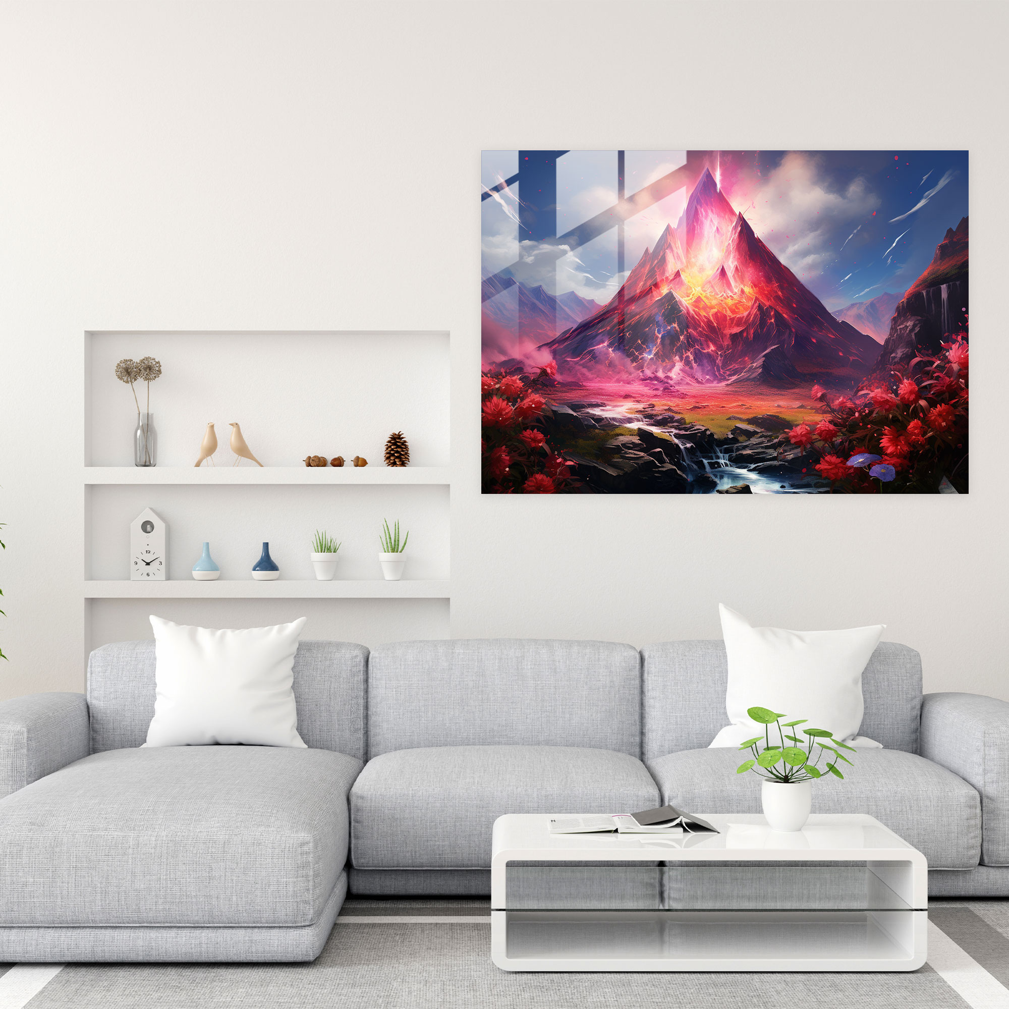 Dreamscape Volcano Glass Print - Volcano, Surreal, Glass Wall Art, Modern Art
