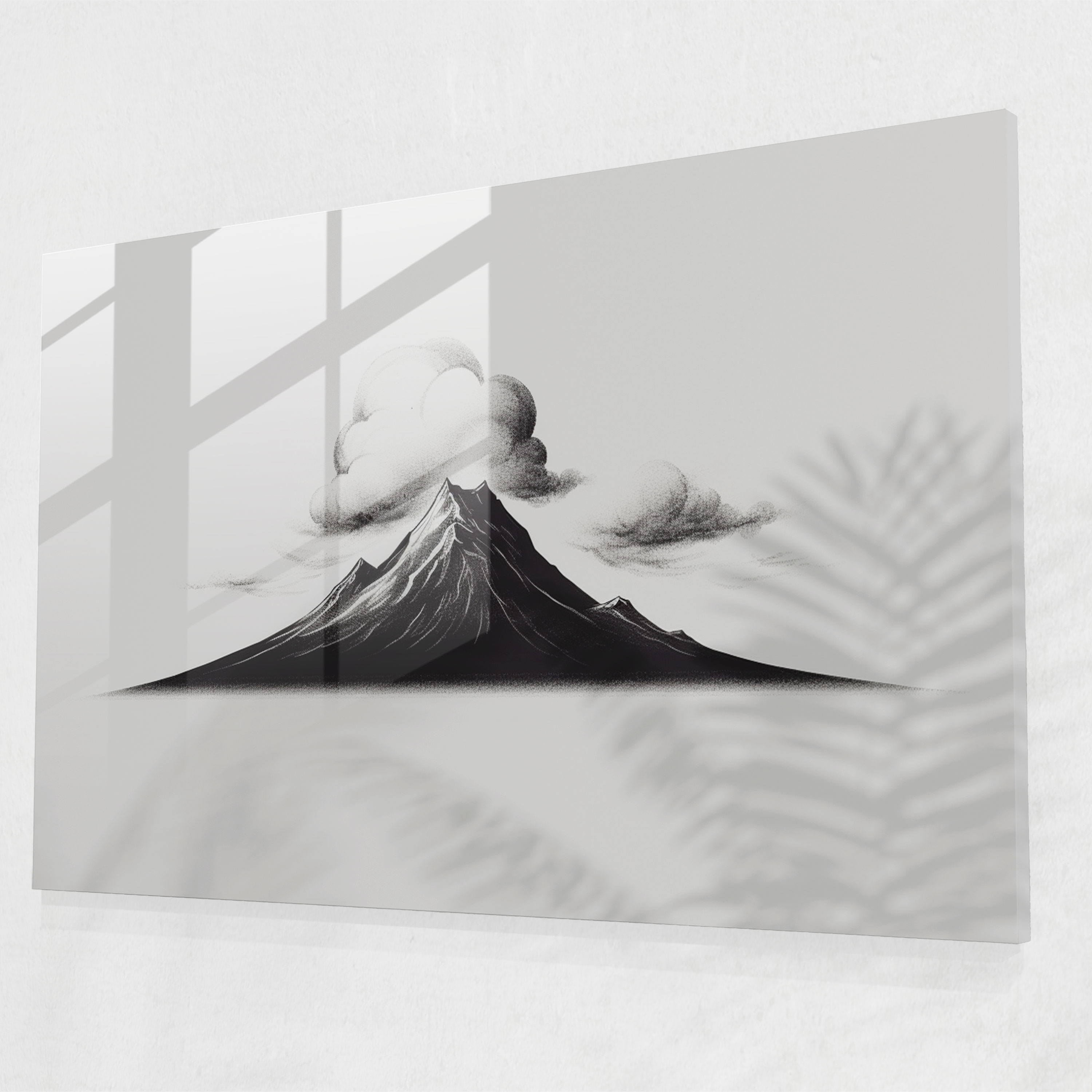 Minimalist Volkan Cam Duvar Sanatı - Modern Tasarım Cam Duvar Sanatı Şık Tasarım