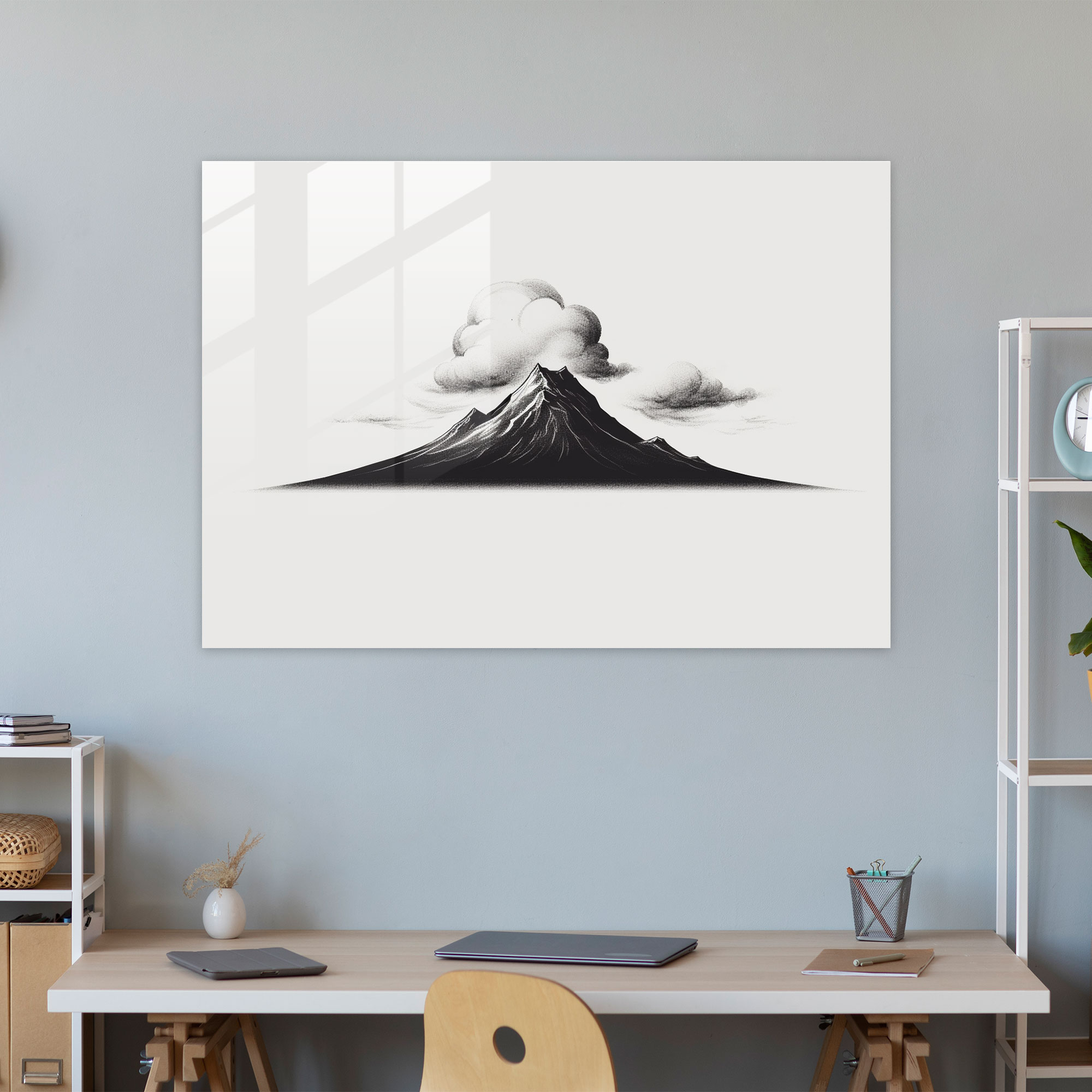 Minimalist Volkan Cam Duvar Sanatı - Modern Tasarım Cam Duvar Sanatı Şık Tasarım