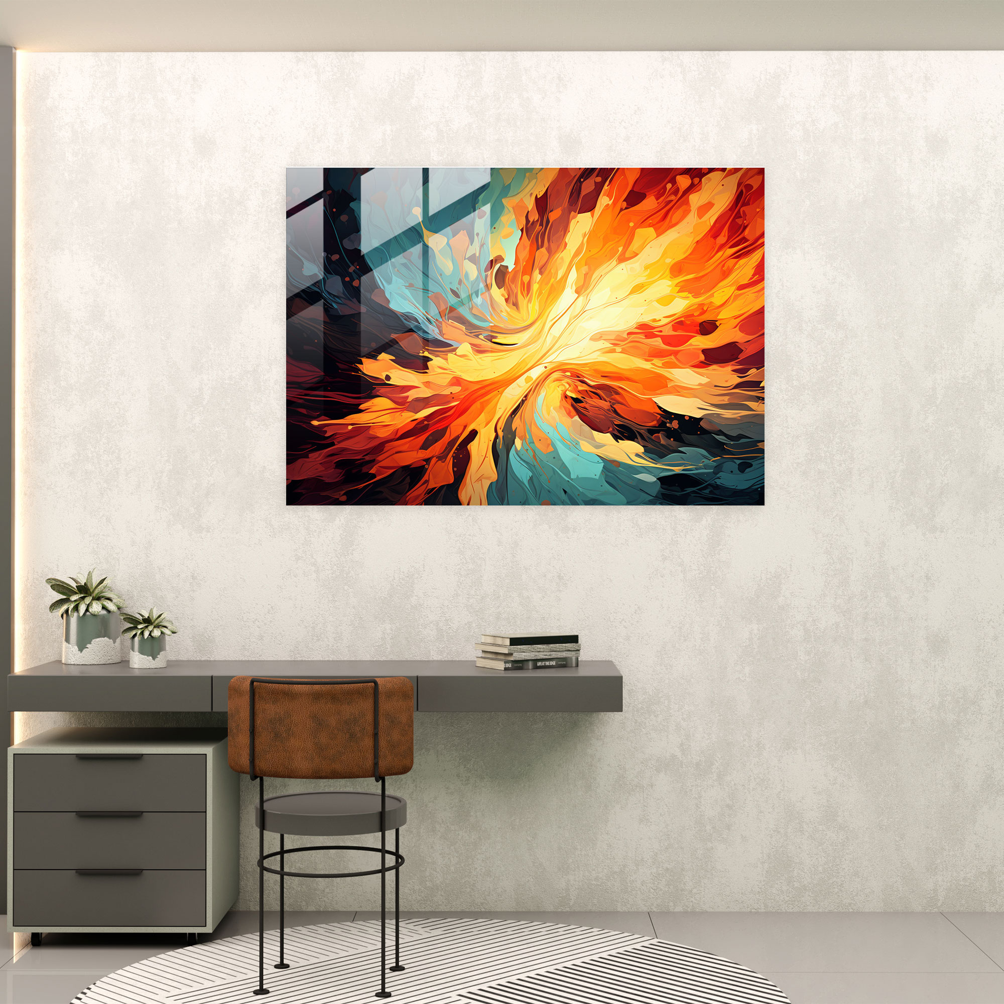 Kaleidoscope Volcano Glass Print - Volcano, Glass Art, Wall Decoration, Volcano