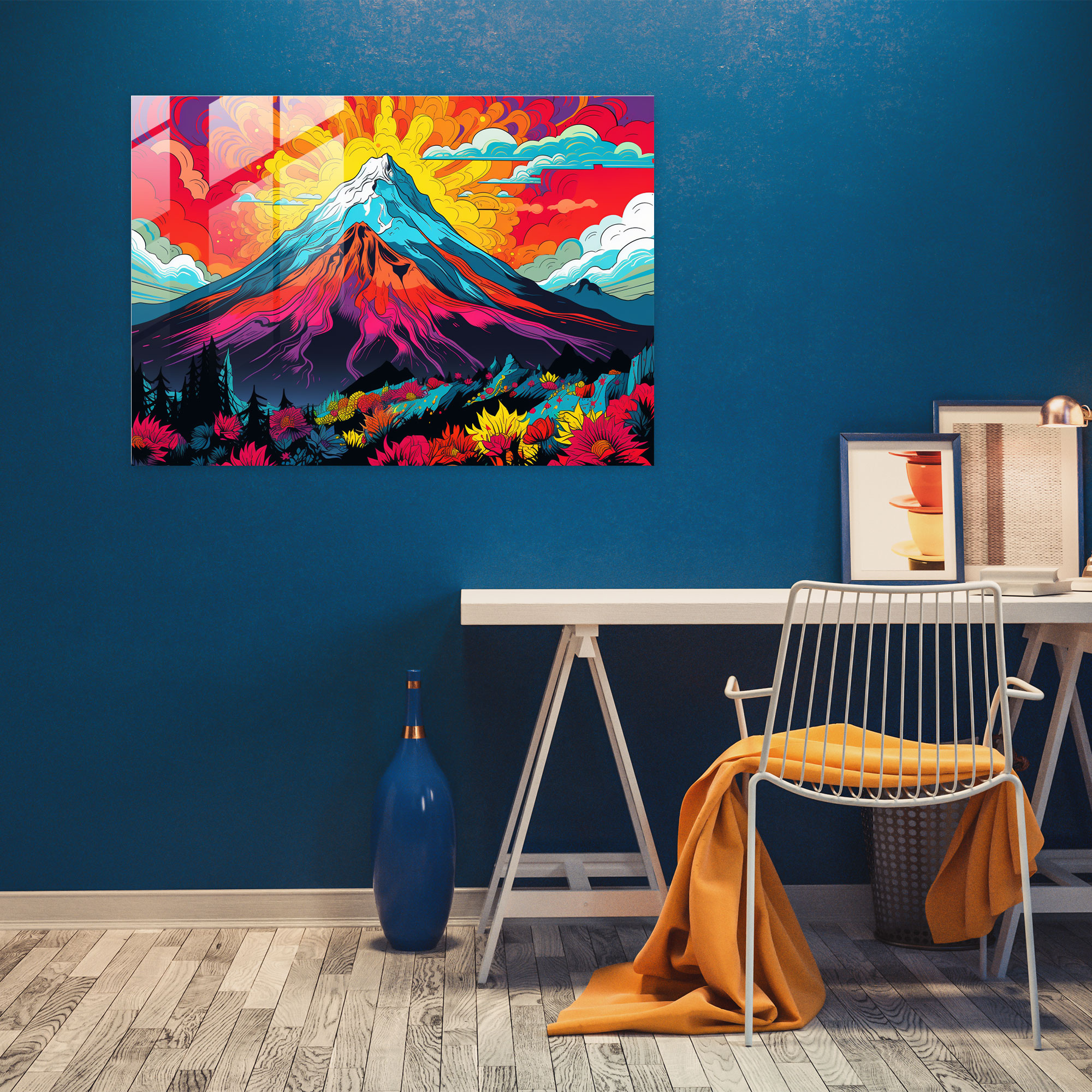 Pop Art Volkan Cam Tablo - Modern Sanat Duvar Dekorasyonu