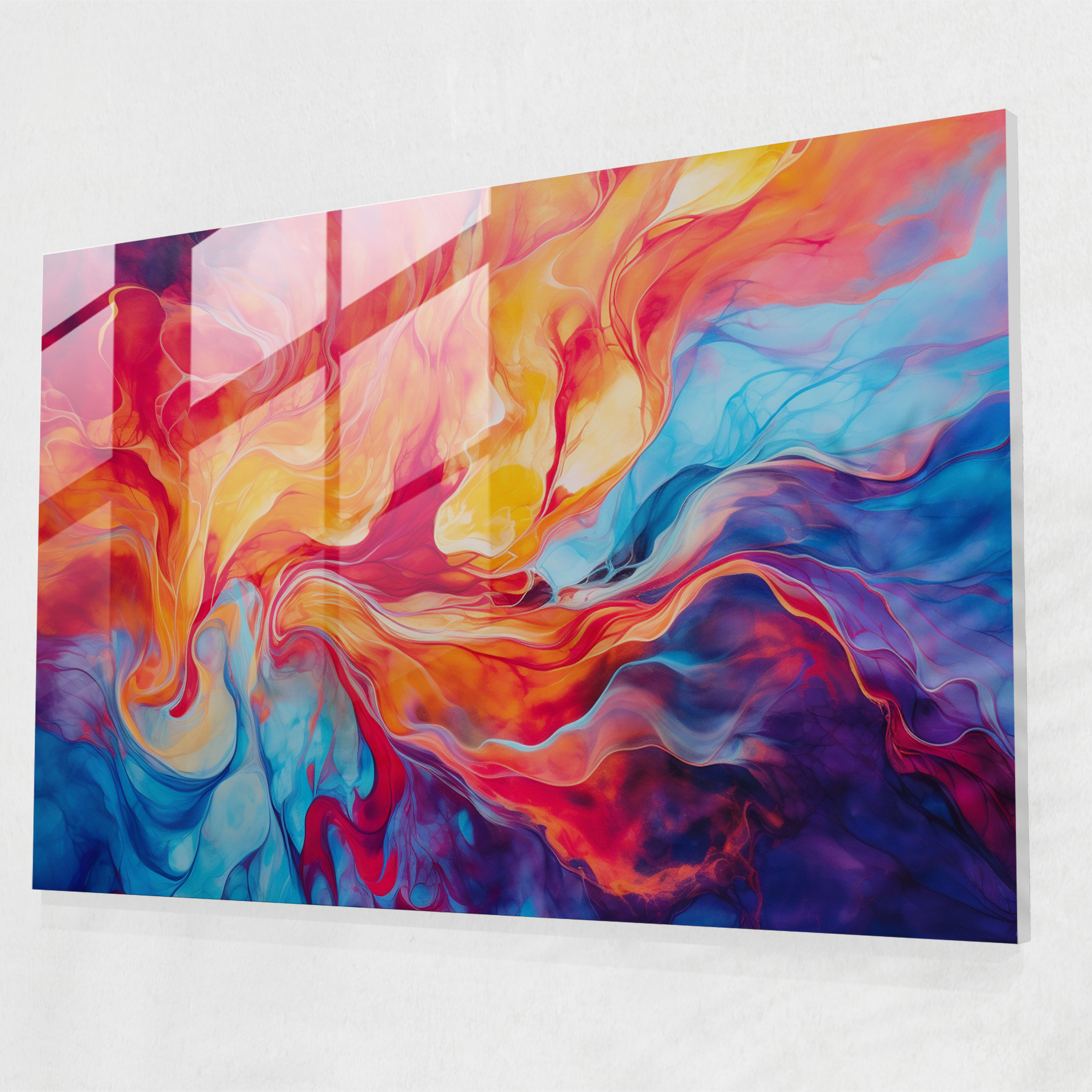 Volcano Glass Print - Volcano, Modern Art, Home Decoration, Abstract Acrylic Painting