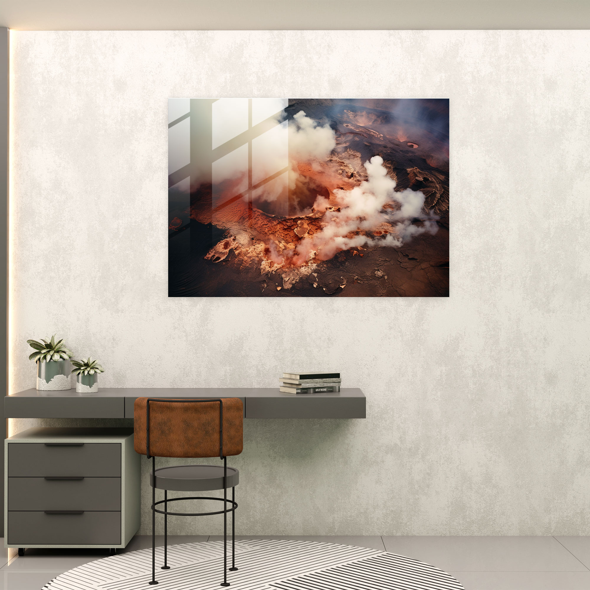 Volcano Home Decoration - Volcano, Wall Decoration, Volcanic Crater, Glass Print