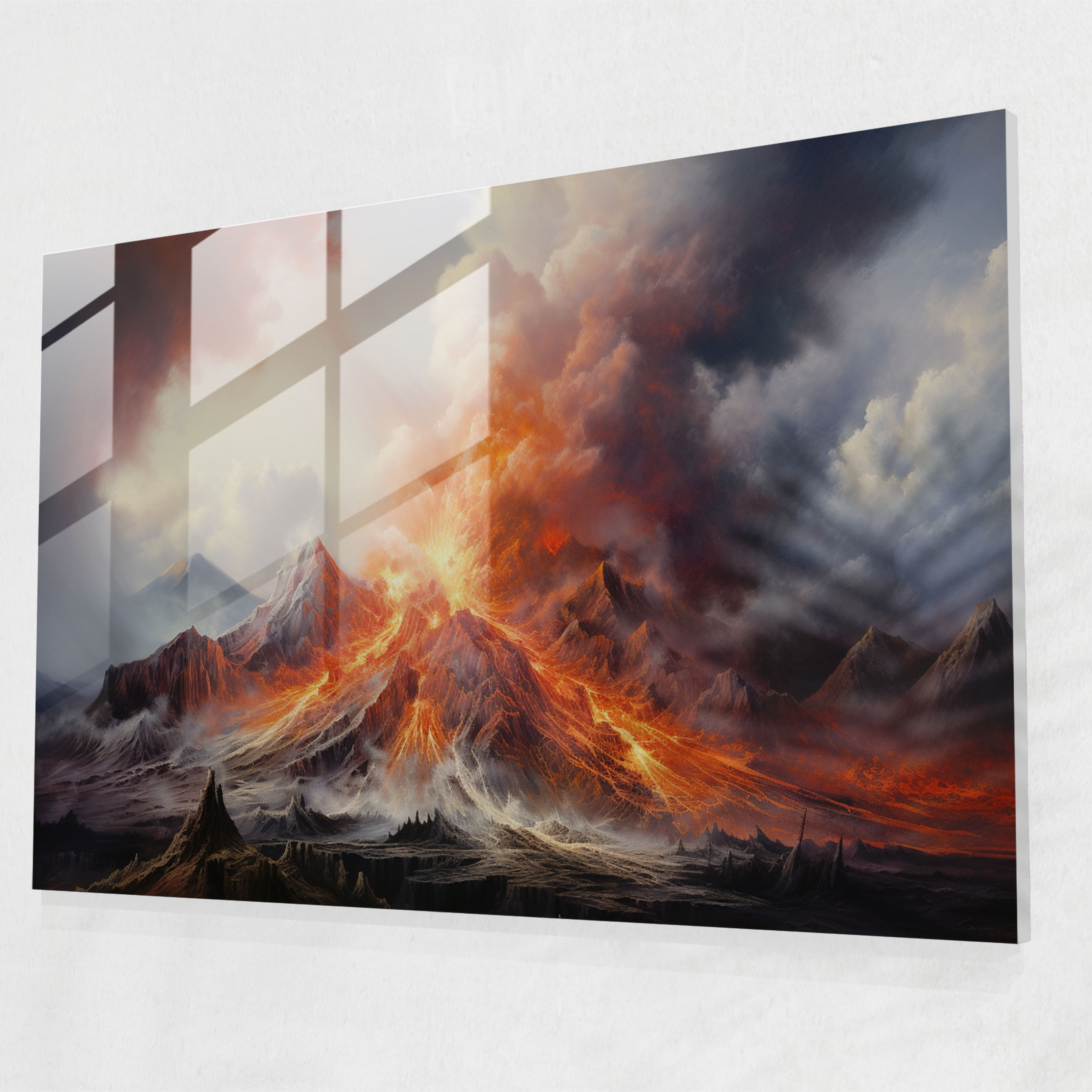 Volcano Wall Decoration - Volcano, Fiery Volcano, Volcano Wall Decoration, Glass Art