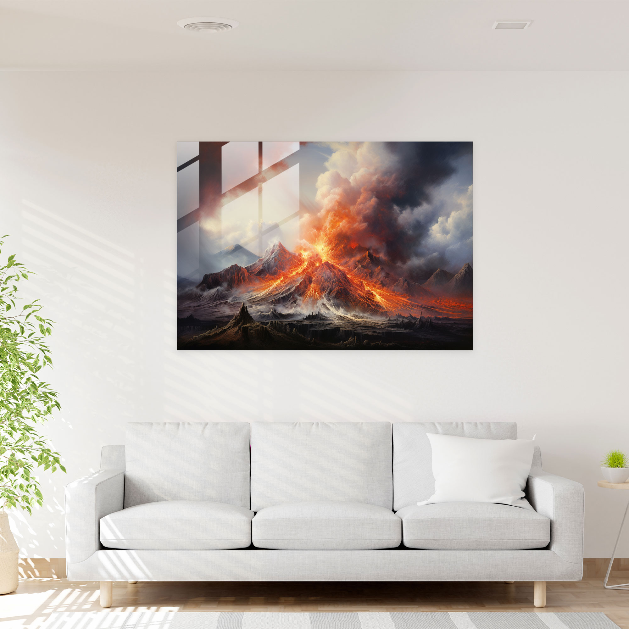 Volcano Wall Decoration - Volcano, Fiery Volcano, Volcano Wall Decoration, Glass Art