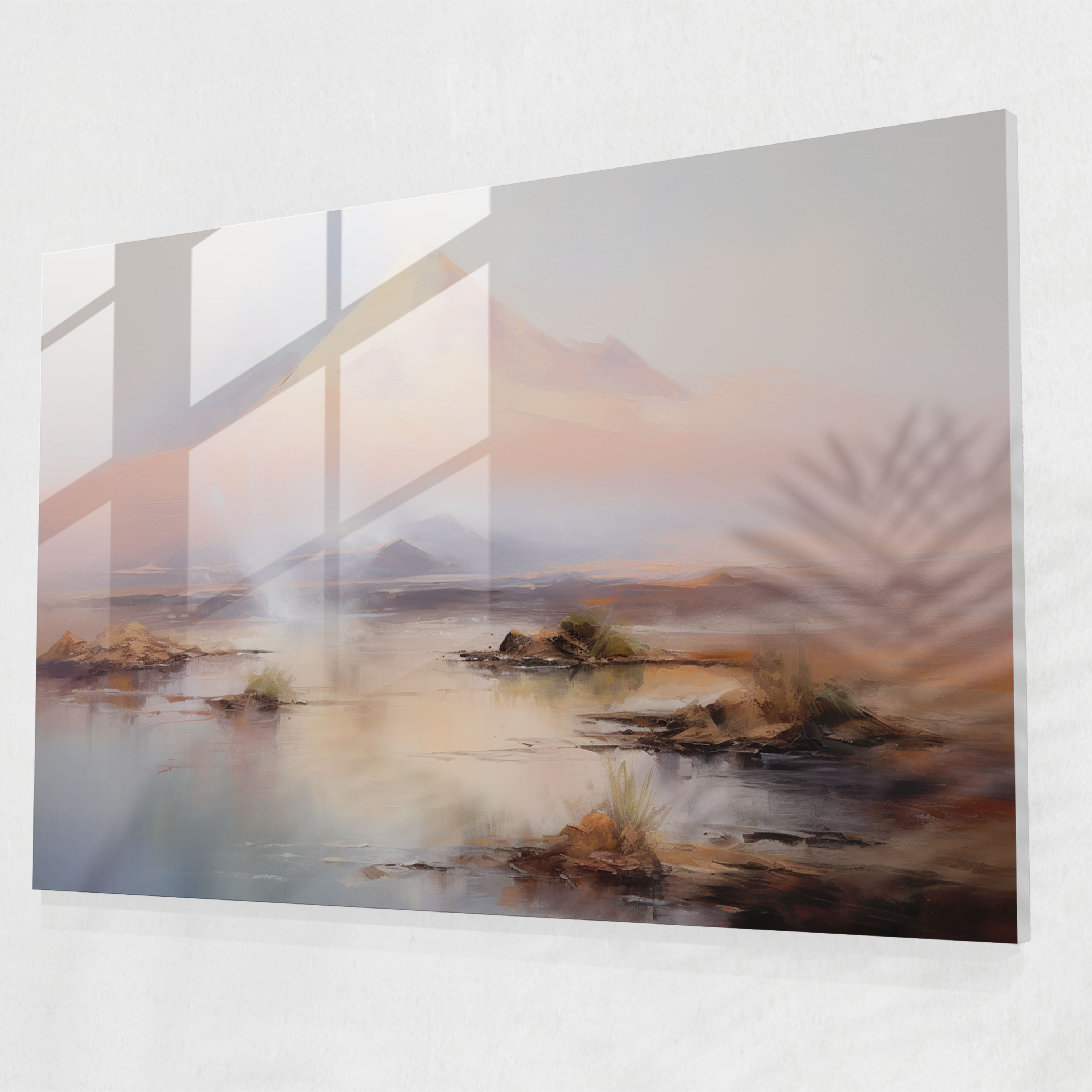 Volcano Glass Print - Volcano, Wall Decoration, Soft Colors, Impressionist Painting