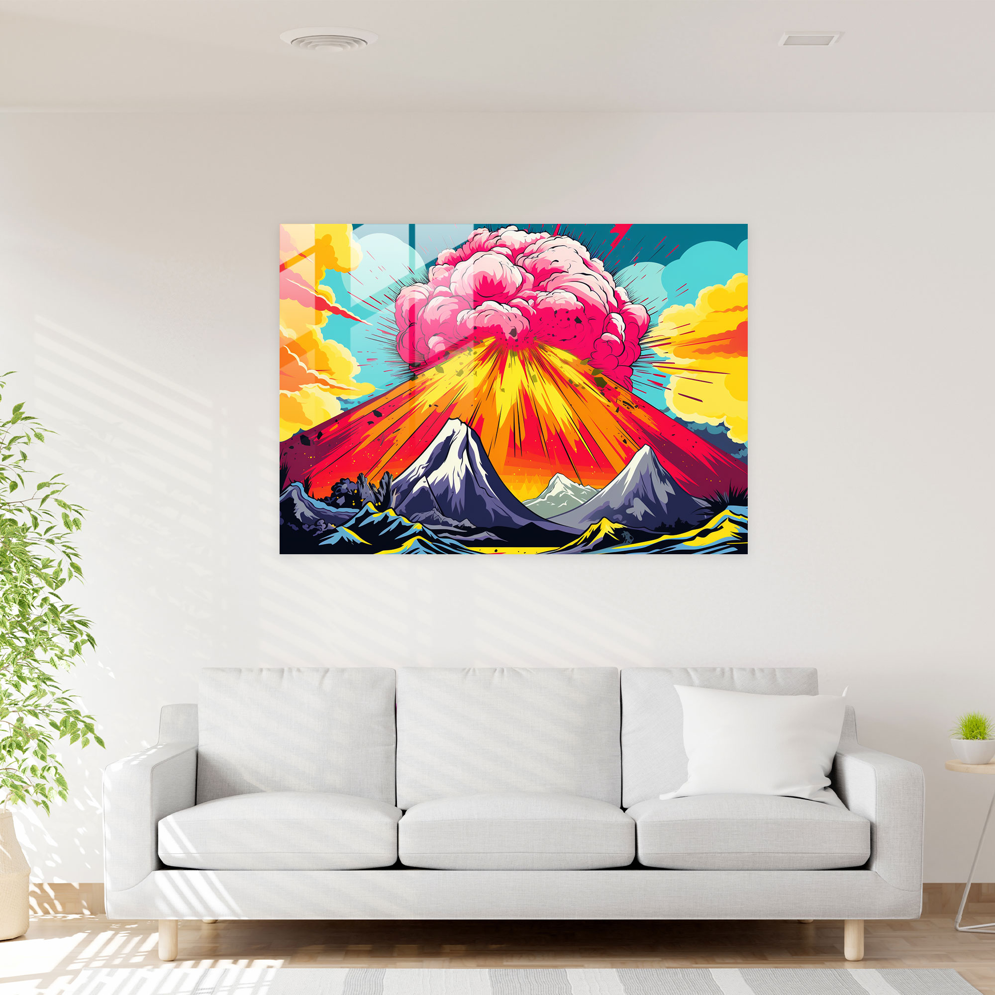 Volcano Home Decoration - Volcano, Glass Wall Art, Glass Print, Wall Decoration