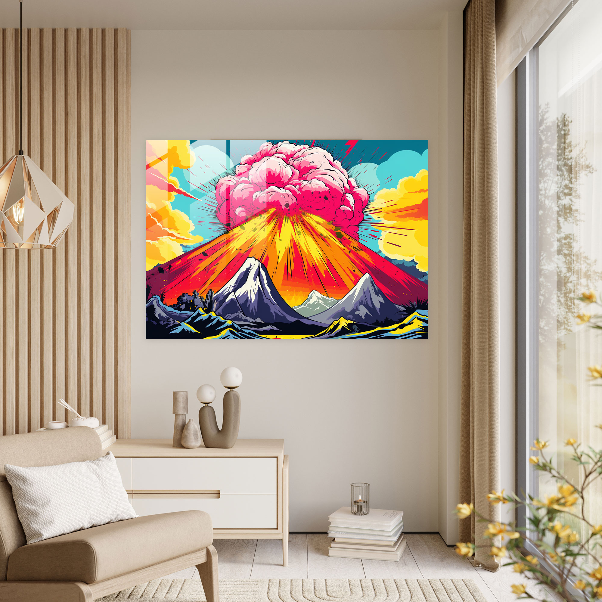 Volcano Home Decoration - Volcano, Glass Wall Art, Glass Print, Wall Decoration