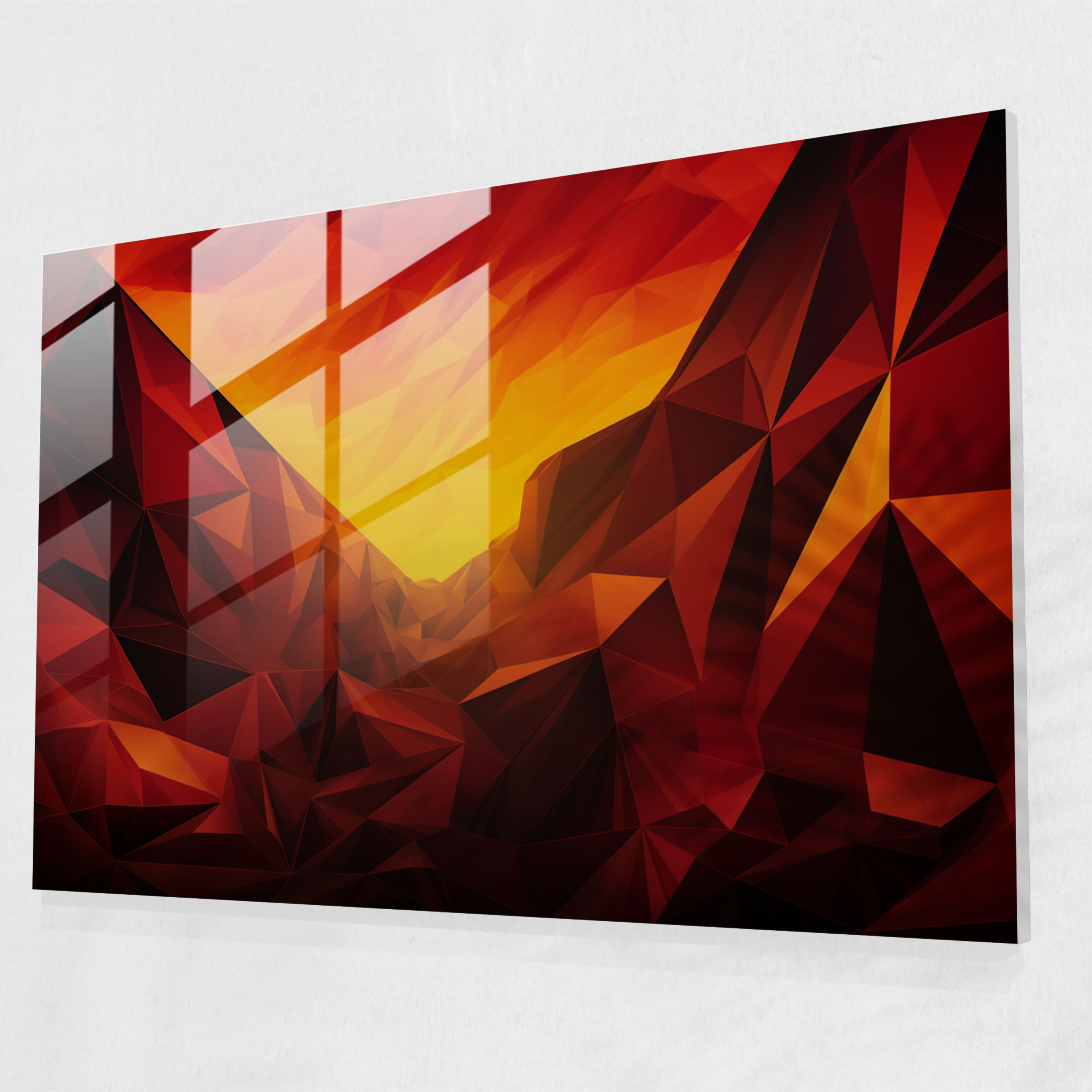 Volcano Glass Wall Art - Volcano, Geometric Design, Sharp Angles, Glass Print