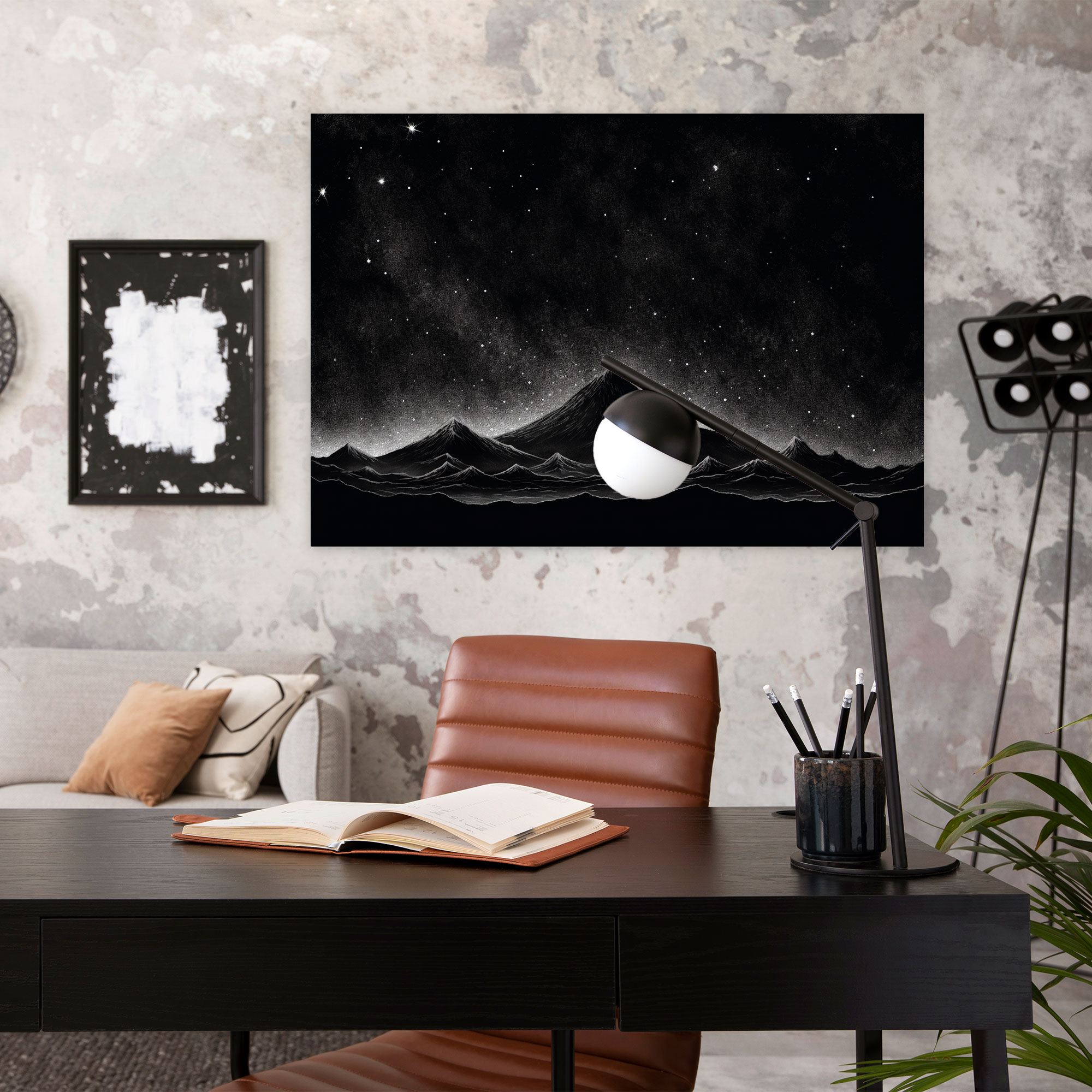 Minimalist Volkan Kanvas Tablo - Volkan Kanvas Duvar Sanatı Minimalist Çizim