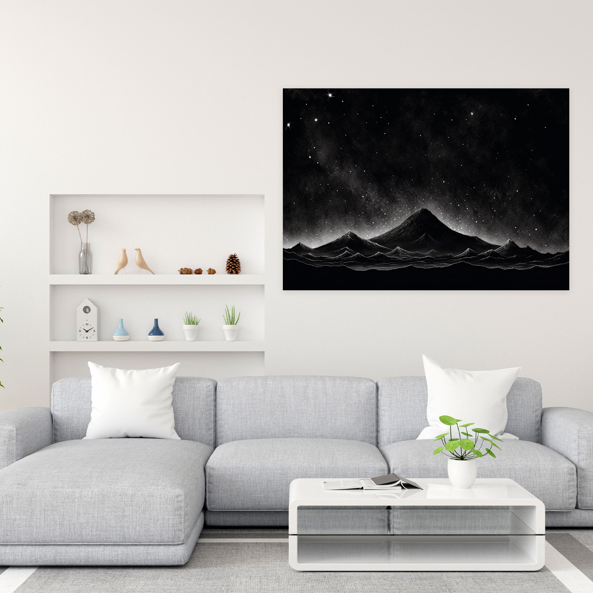 Minimalist Volkan Kanvas Tablo - Volkan Kanvas Duvar Sanatı Minimalist Çizim