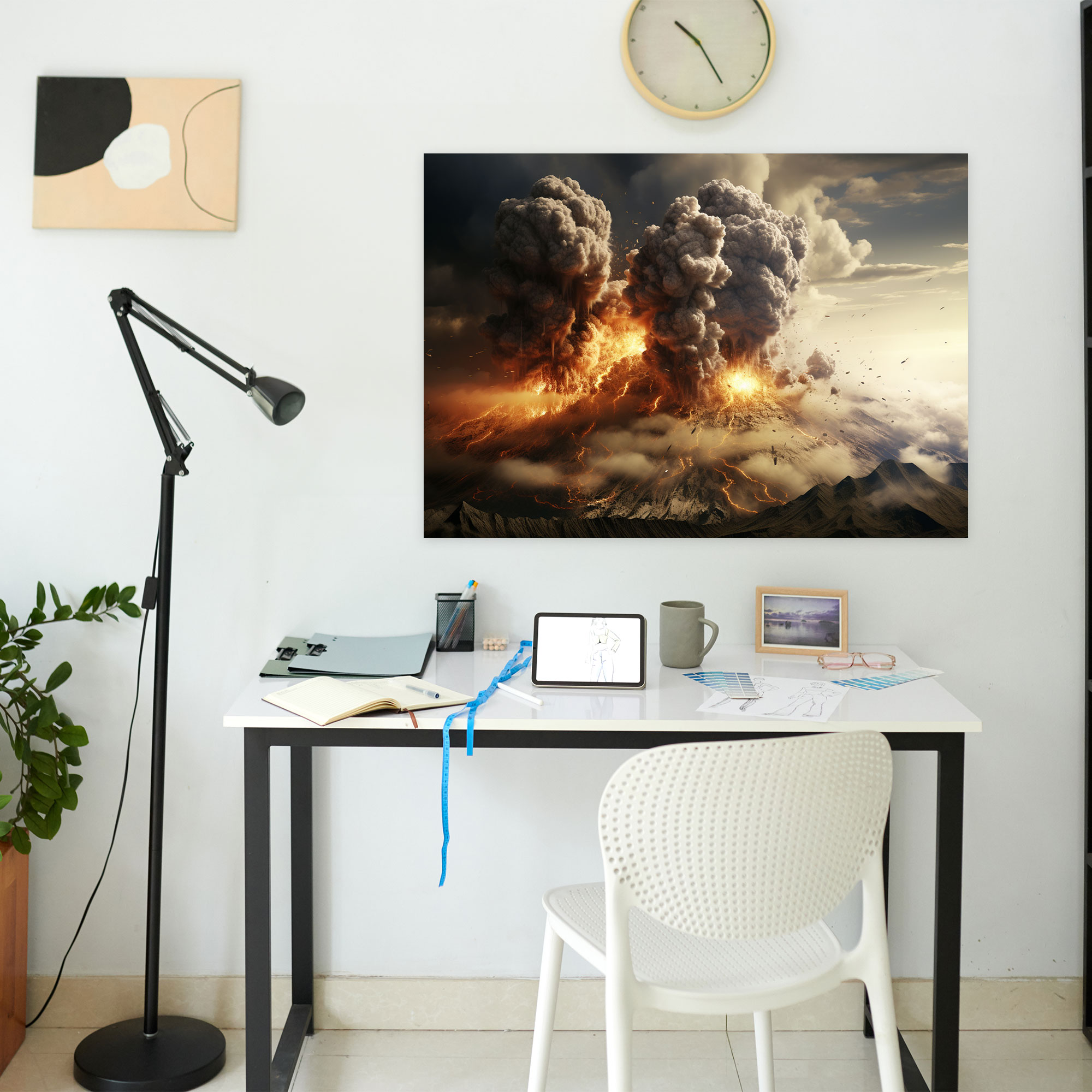 Volcano Realistic Canvas Print - Volcano, Volcanic Eruption, Wall Art, Canvas Wall Art