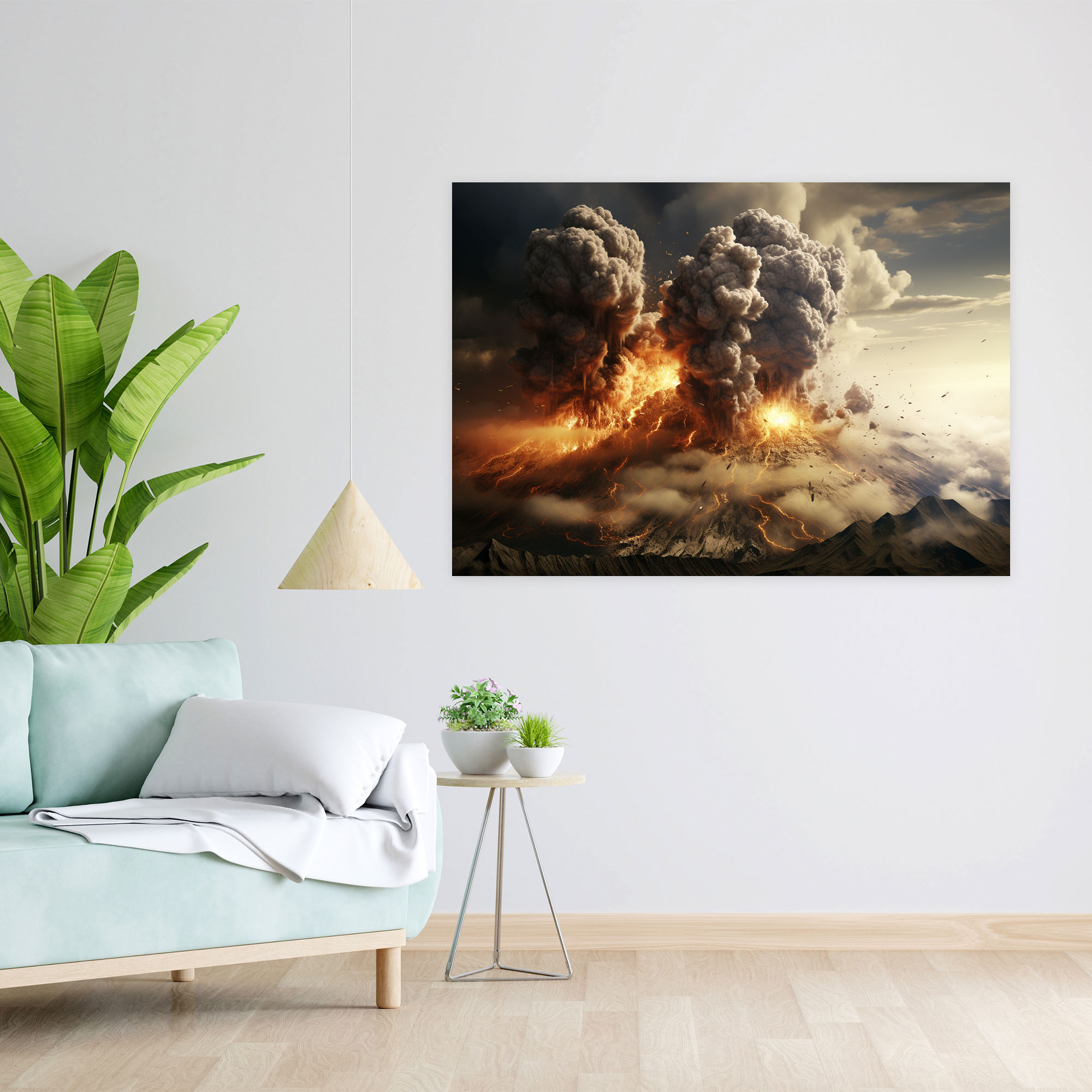 Volcano Realistic Canvas Print - Volcano, Volcanic Eruption, Wall Art, Canvas Wall Art