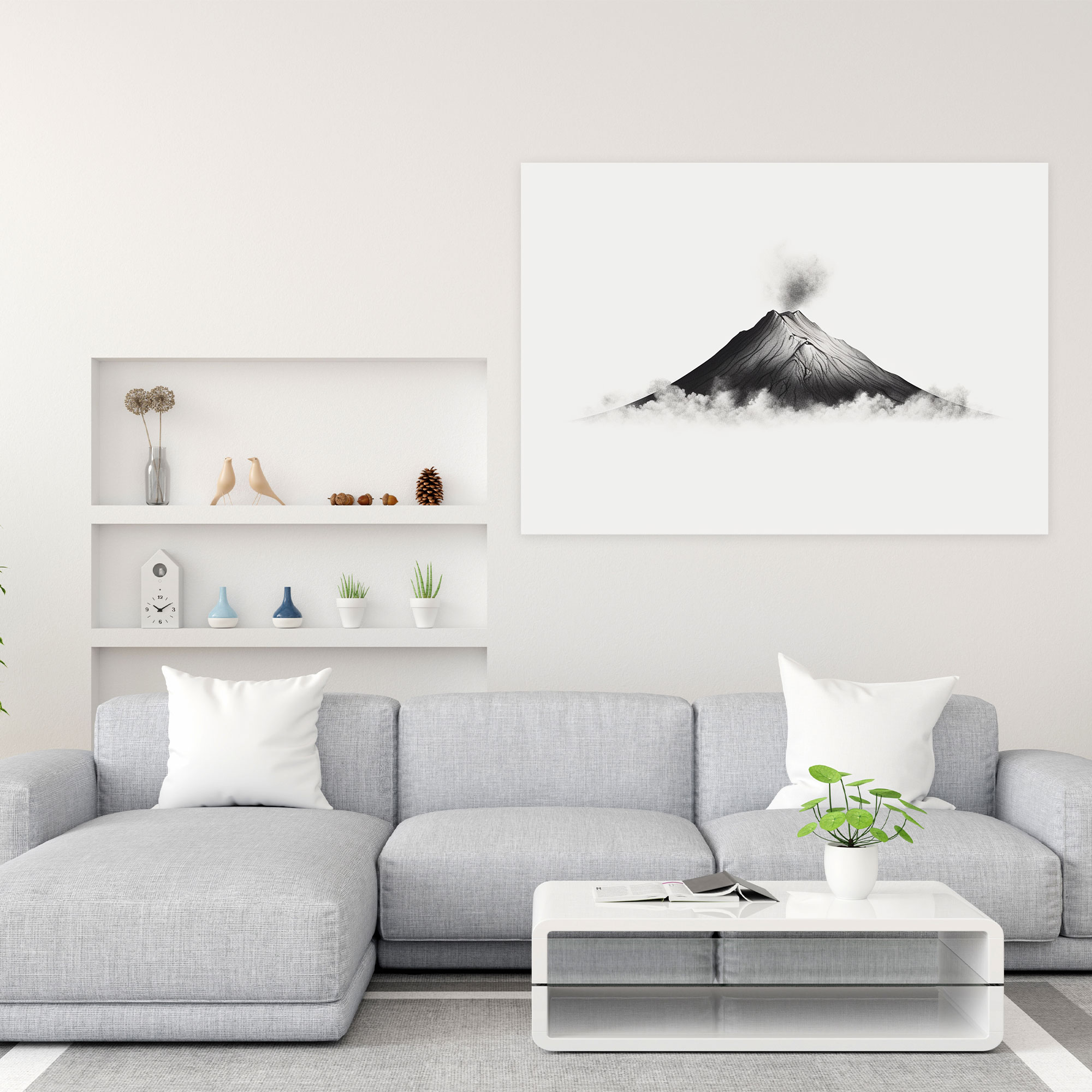 Volcano Minimalist Wall Art - Volcano, Elegant Design, Wall Decoration, Home Decoration
