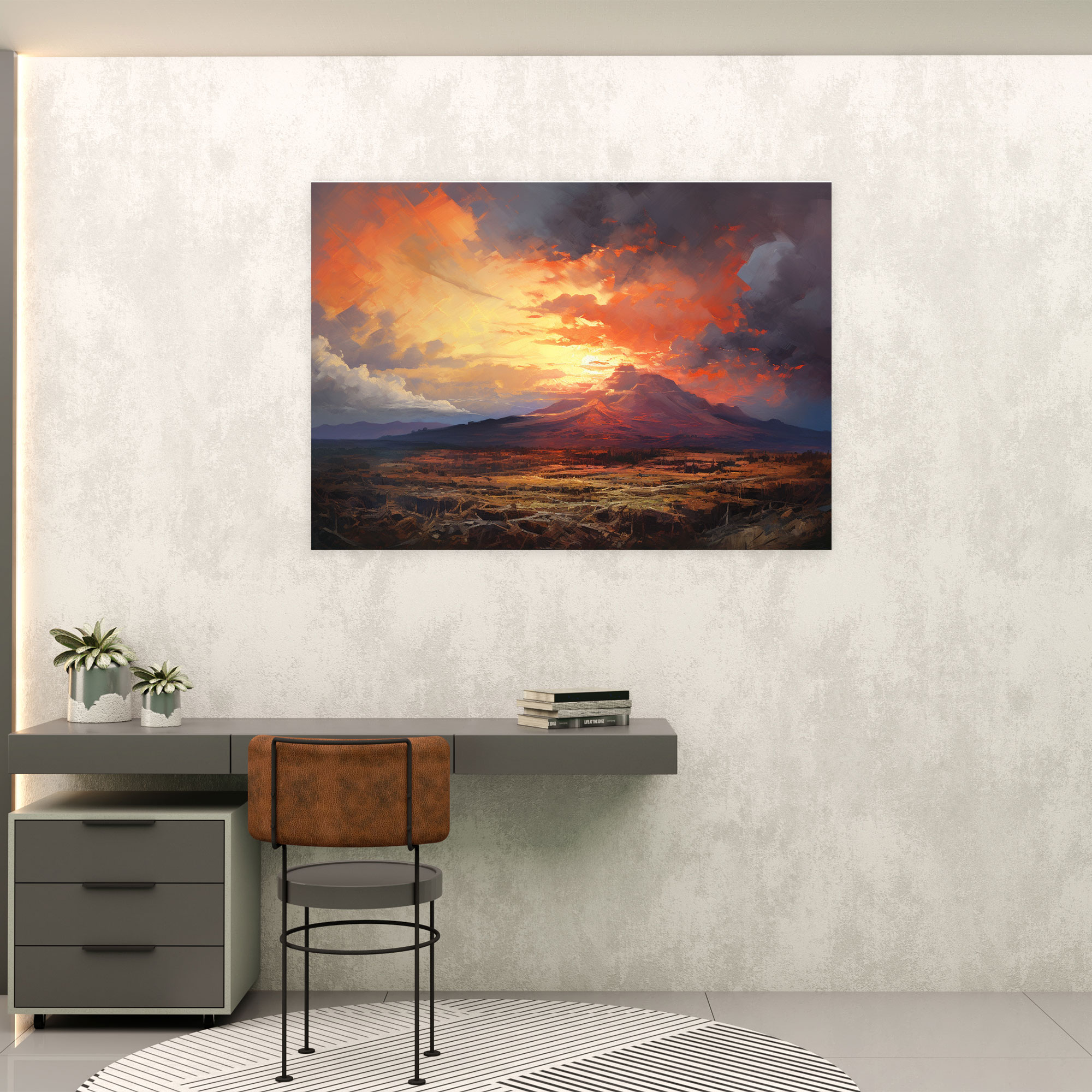 Volcano Impressionist Canvas Print - Volcano, Canvas Wall Art, Volcano, Home Decoration