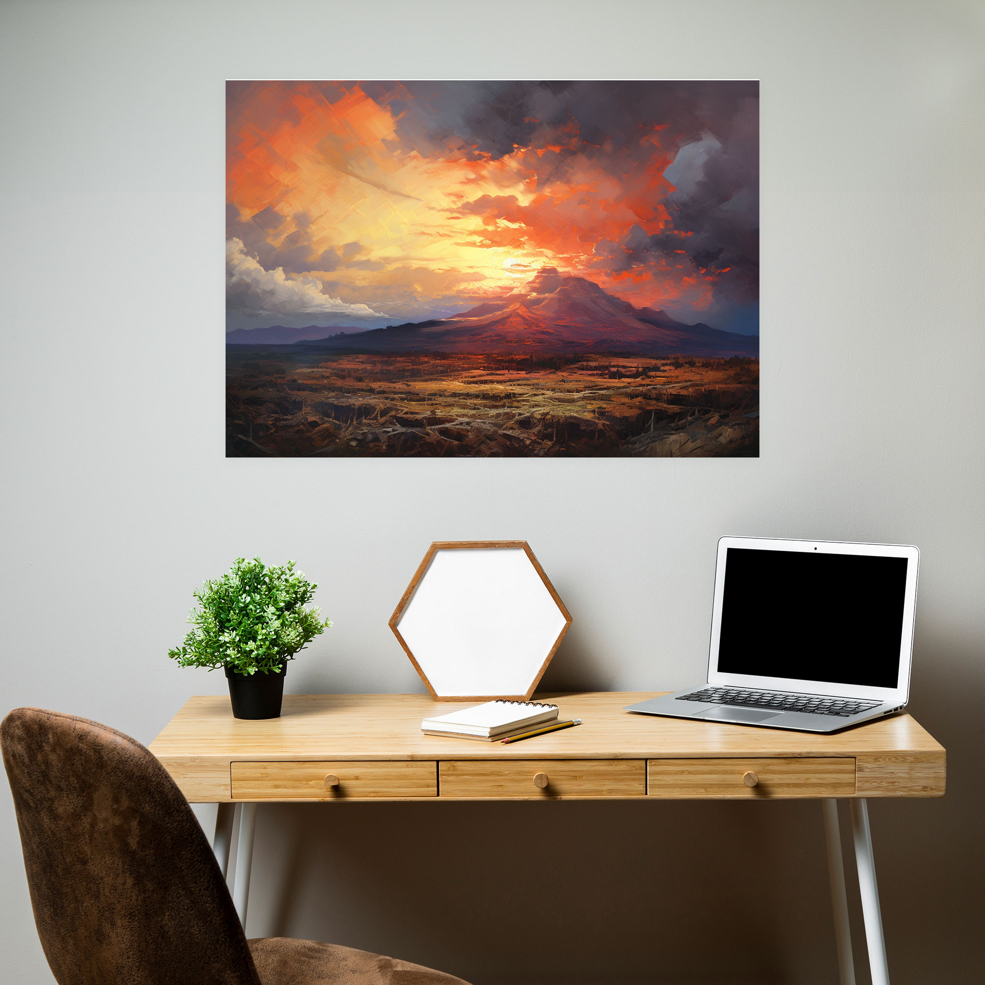 Volcano Impressionist Canvas Print - Volcano, Canvas Wall Art, Volcano, Home Decoration