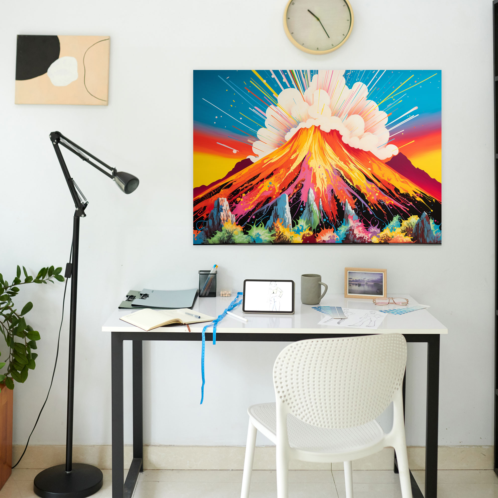 Volcano Pop Art Wall Decoration - Volcano, Pop Art, Bold Colors, Canvas