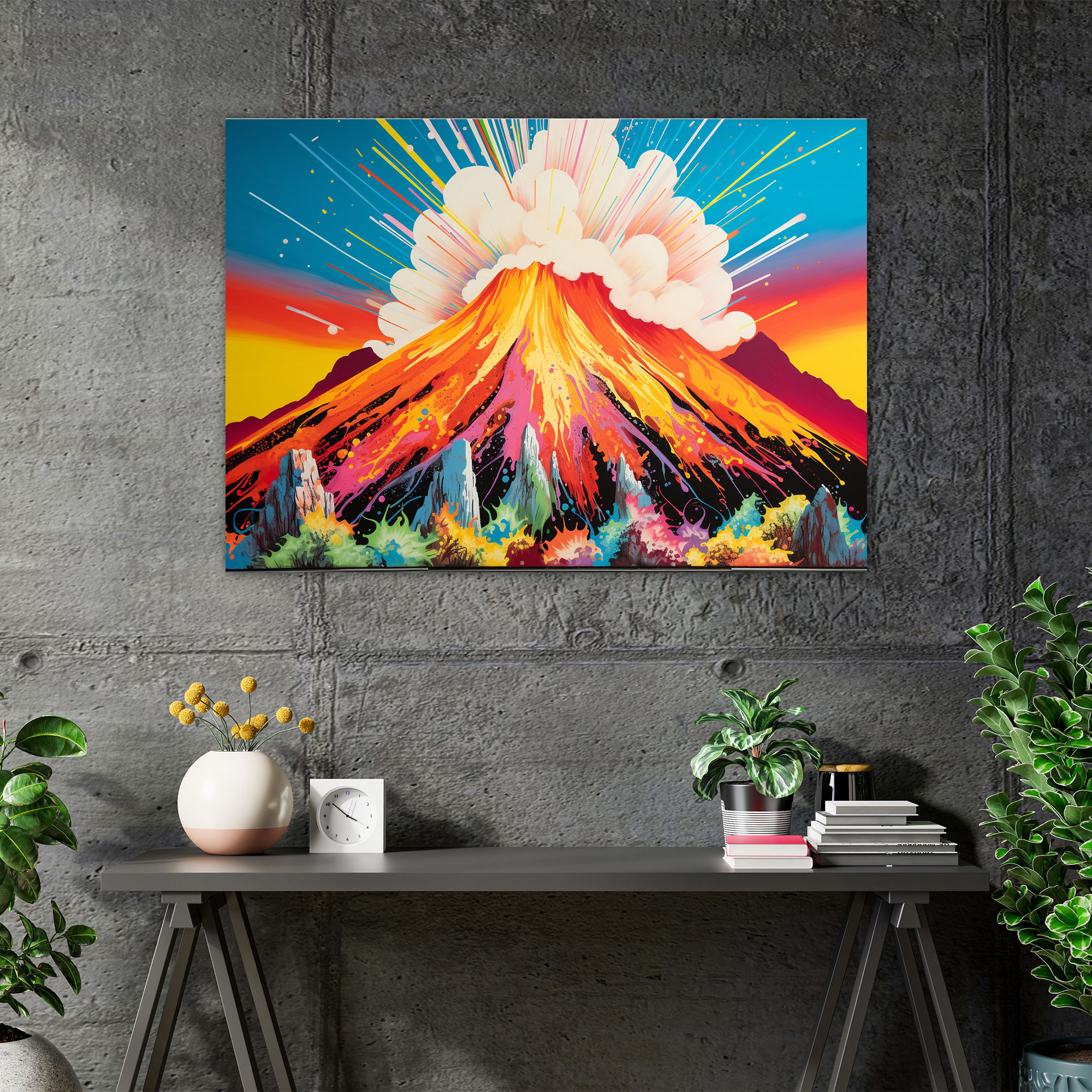 Volcano Pop Art Wall Decoration - Volcano, Pop Art, Bold Colors, Canvas