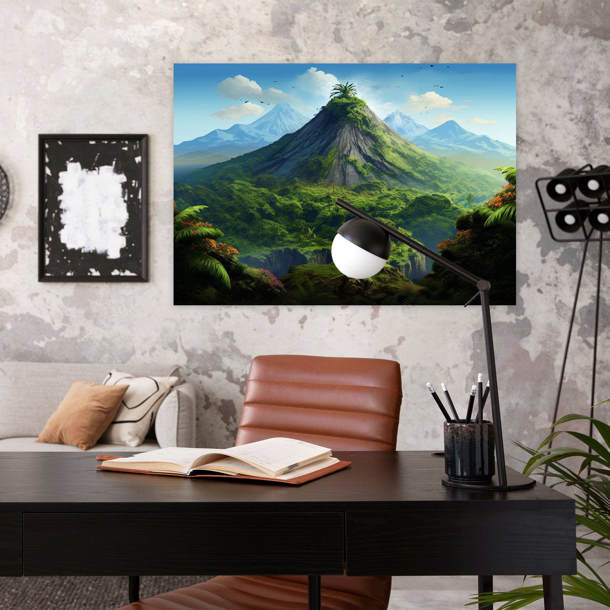 Dormant Volcano Wall Art - Volcano, Realistic Illustration, Volcano Wall Decoration, Canvas