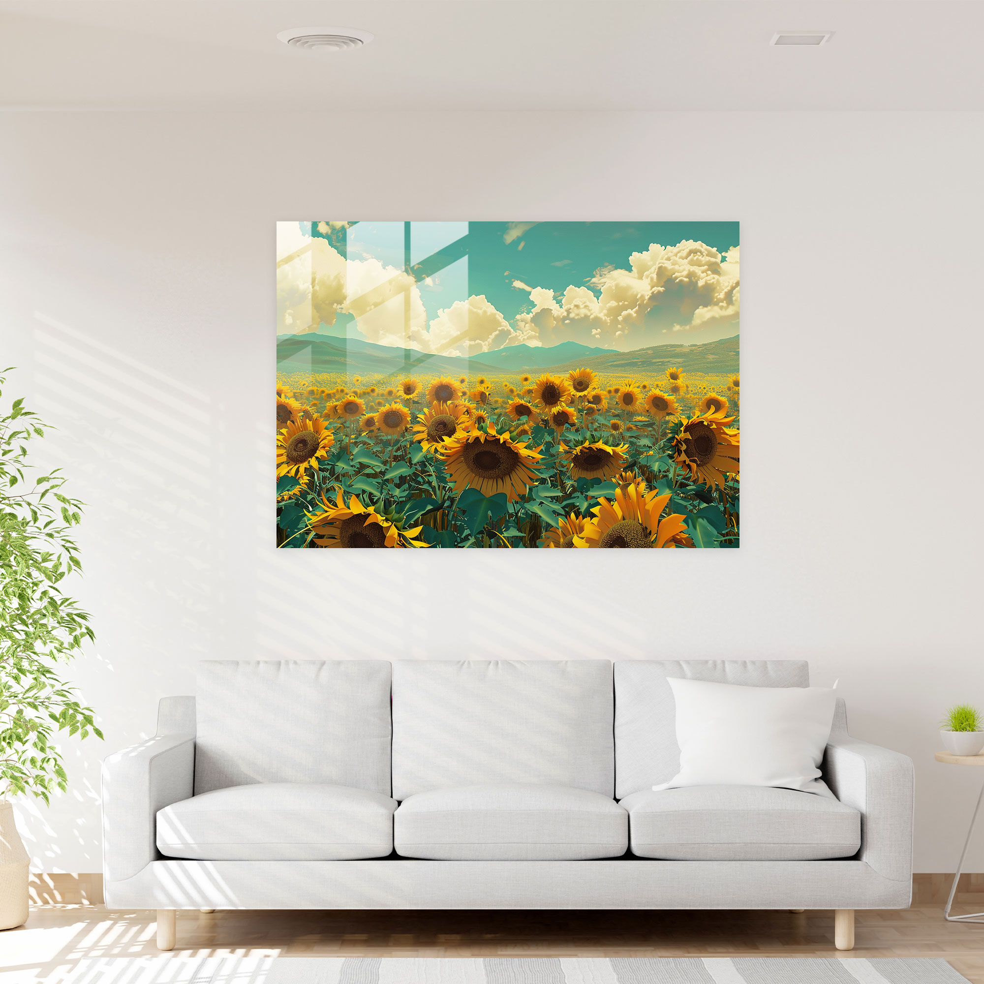 Vincent Van Gogh Glass Wall Art - Sunflower Field - Vincent Van Gogh, Glass Print, Home Decoration, Vincent Van Gogh