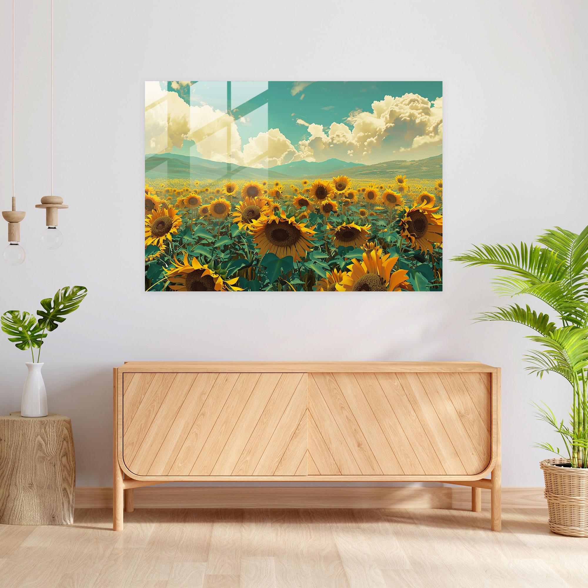 Vincent Van Gogh Glass Wall Art - Sunflower Field - Vincent Van Gogh, Glass Print, Home Decoration, Vincent Van Gogh